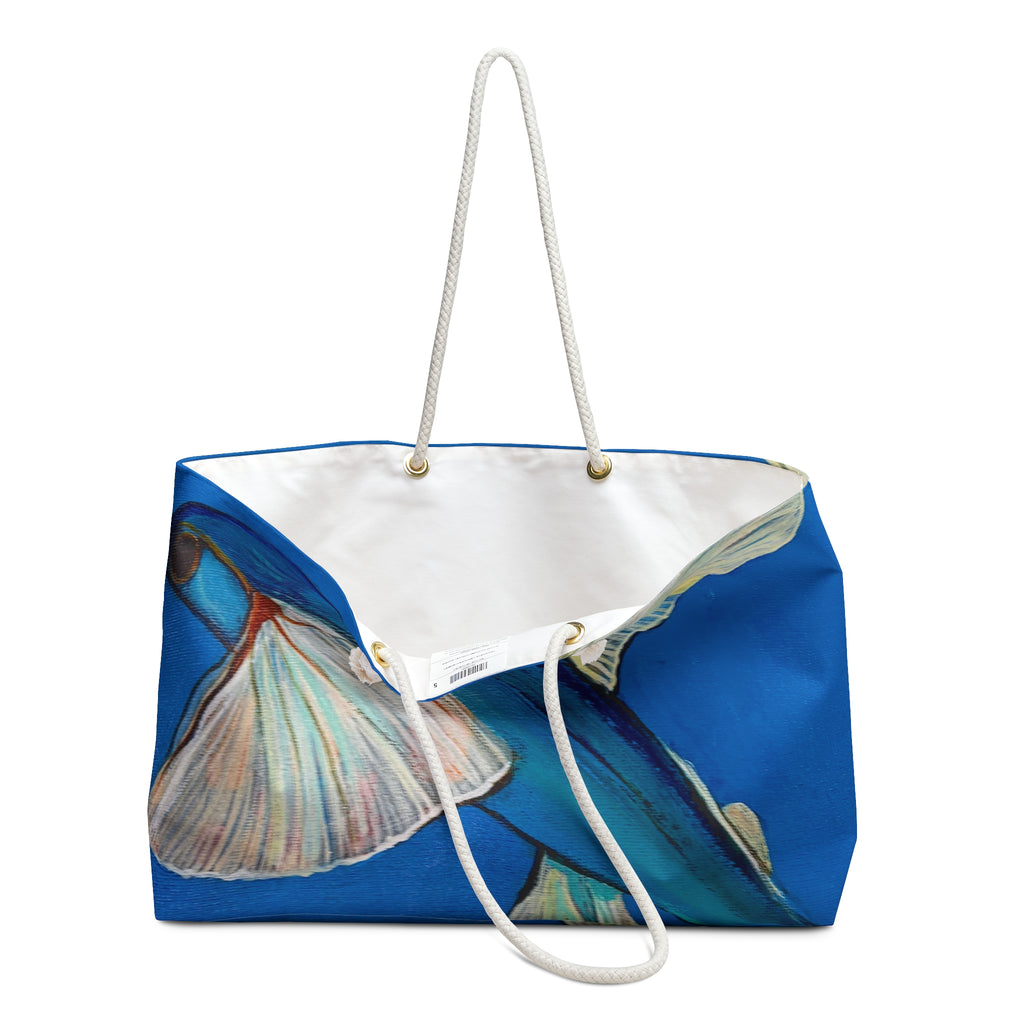 Weekender Bag Lisa Herrera art print Flying Fish – Nautical Blue Travel Tote