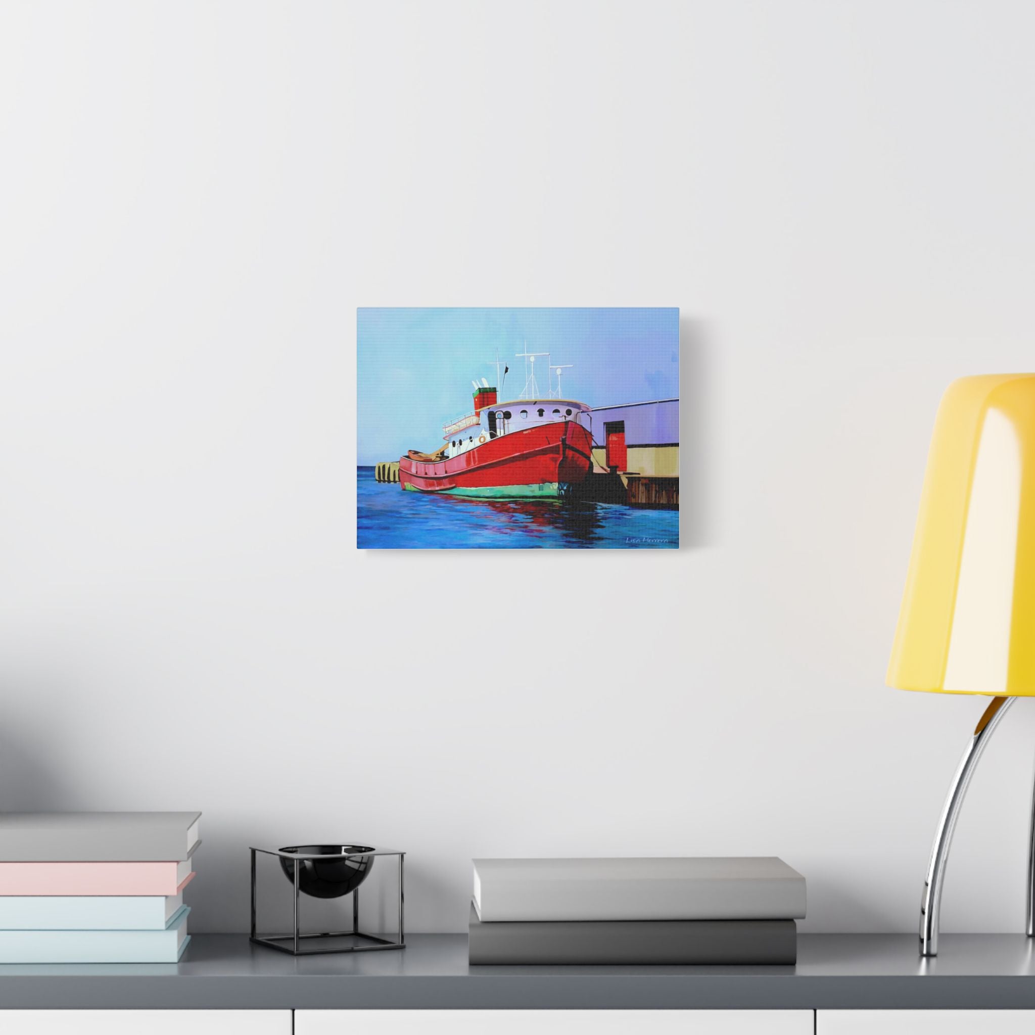 Canvas Print Lisa Herrera Art Red Tugboat Canvas Print — Stretched Satin Wall Art