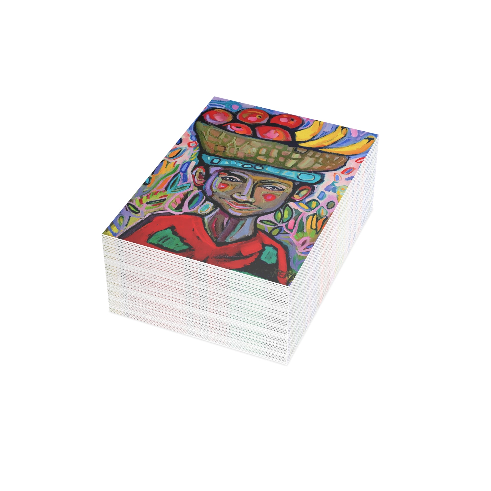 Greeting Card — Colorful Fruit Vendor Art Card (Blank Inside)