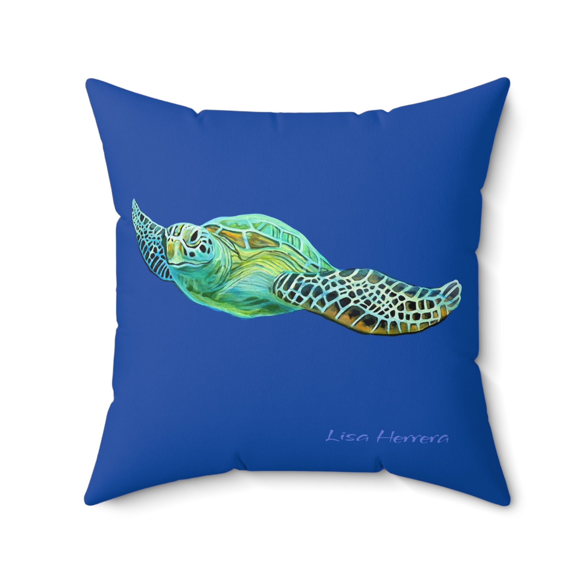 Throw Pillow Sea Turtle  - Aqua Coastal Decorative Cushion
