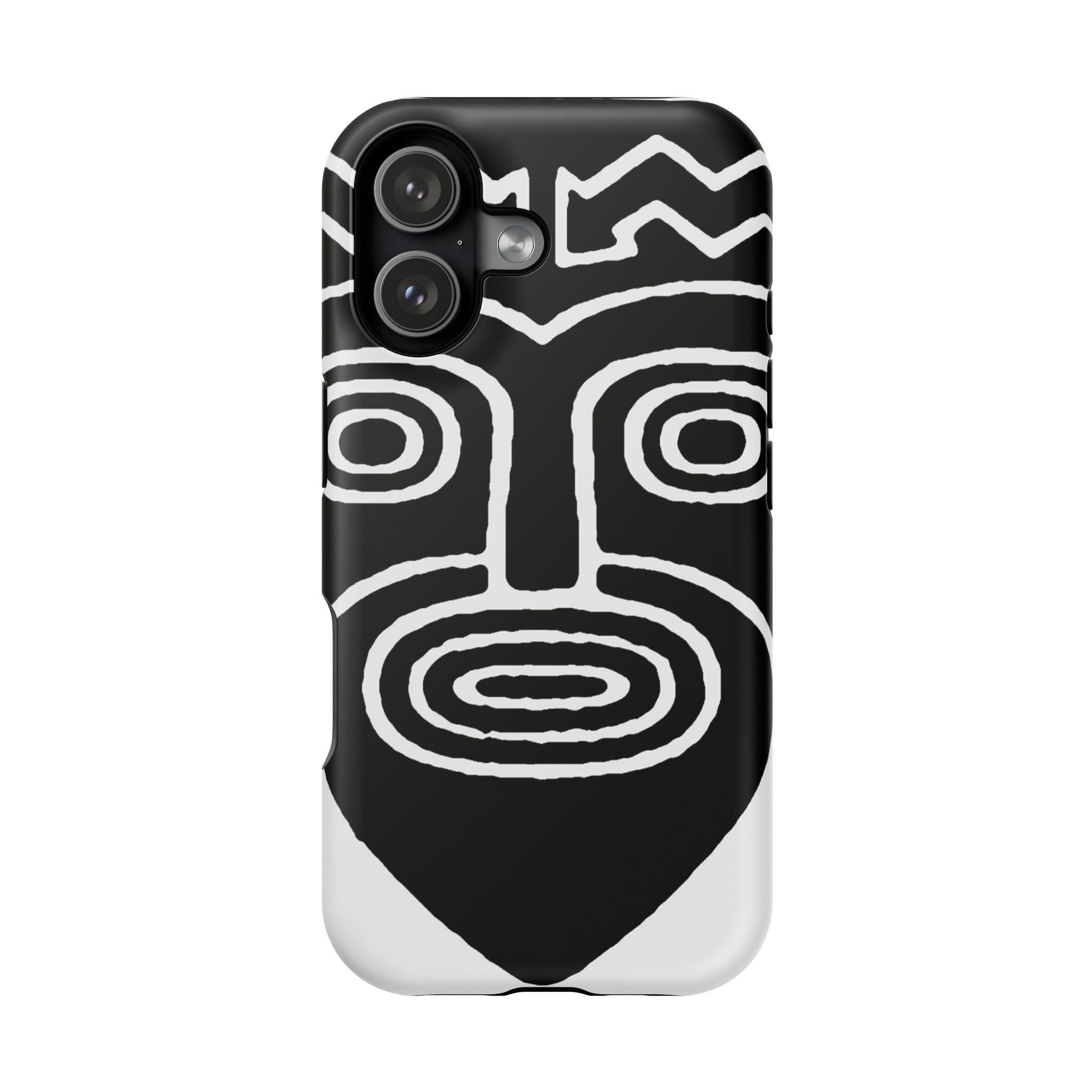 Phone Case — Black & White Tribal Mask Impact-Resistant Case