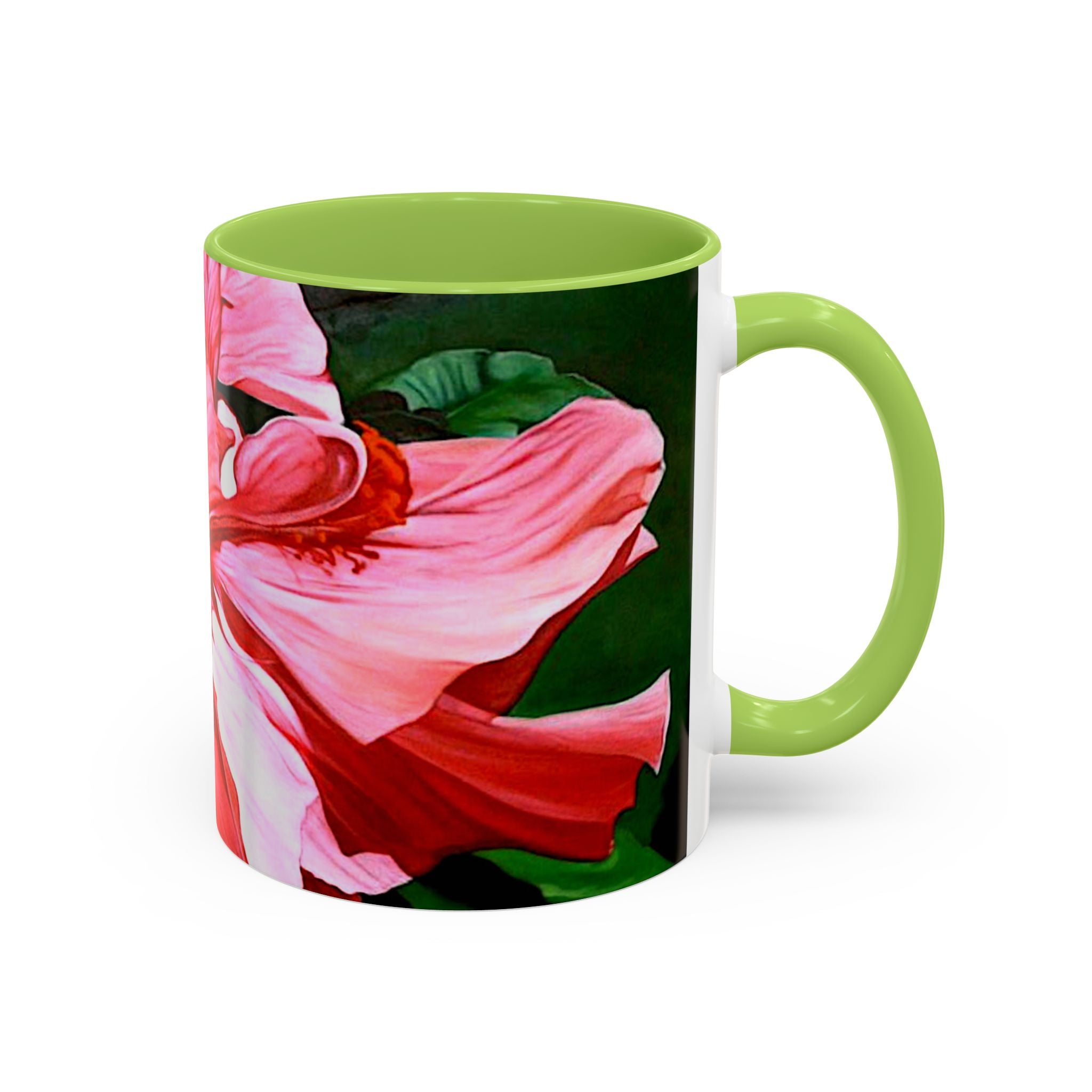 Coffee Mug Pink Hibiscus Painting (11, 15oz)