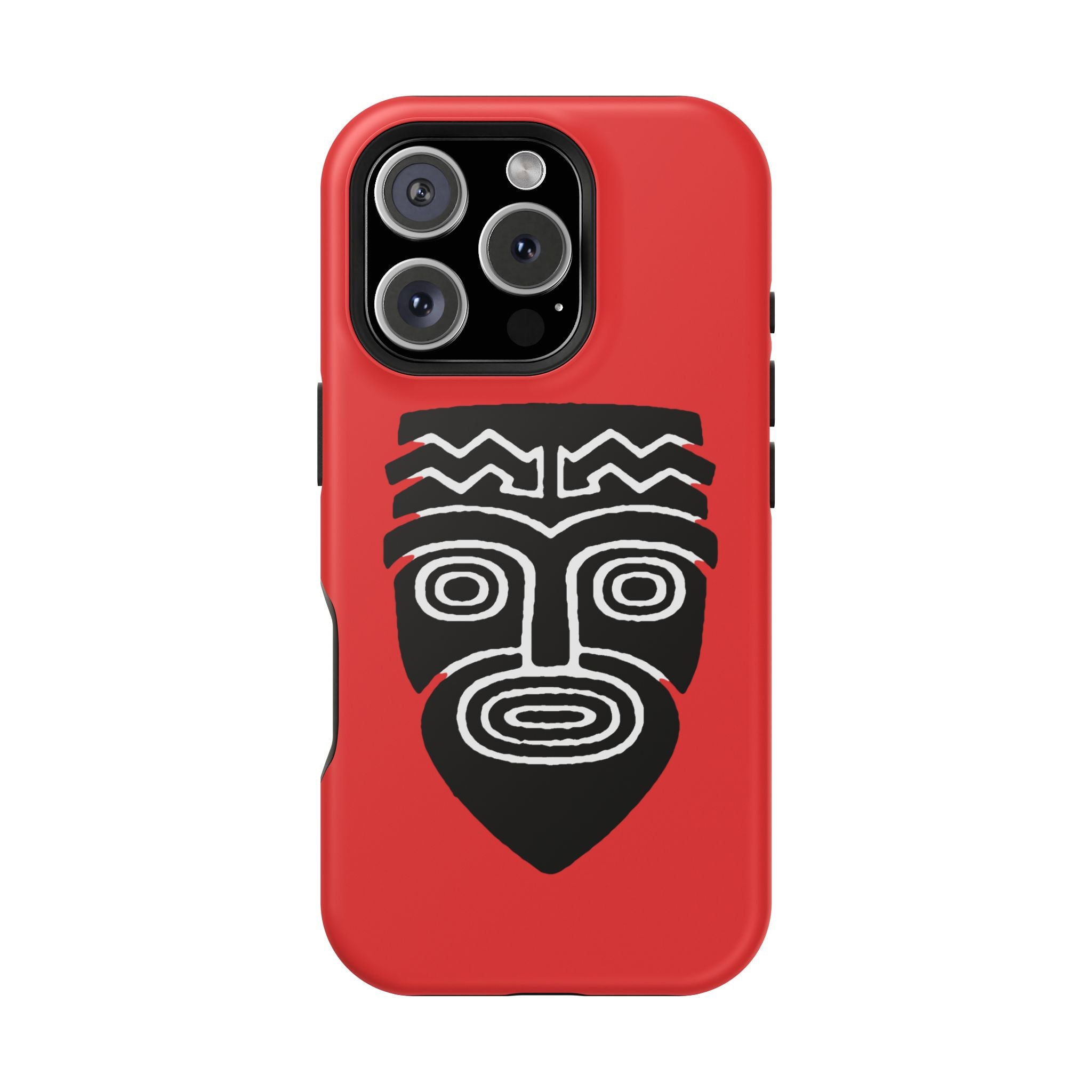 Phone Case Tiki Mask Impact-Resistant Phone Case — Bold Red Protective Cover