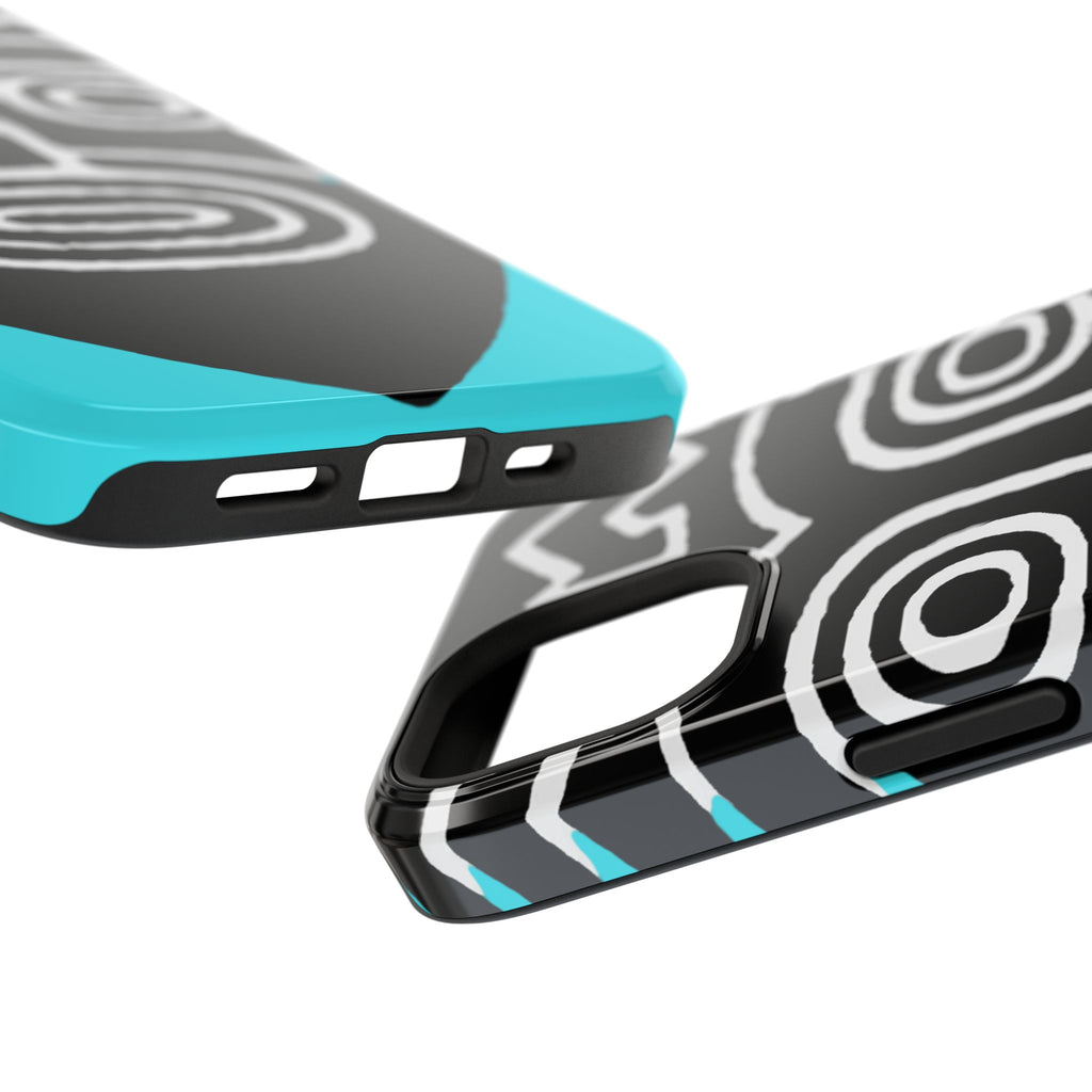 Phone case Impact-Resistant  — Abstract Tribal Mask Design (Black & Teal)