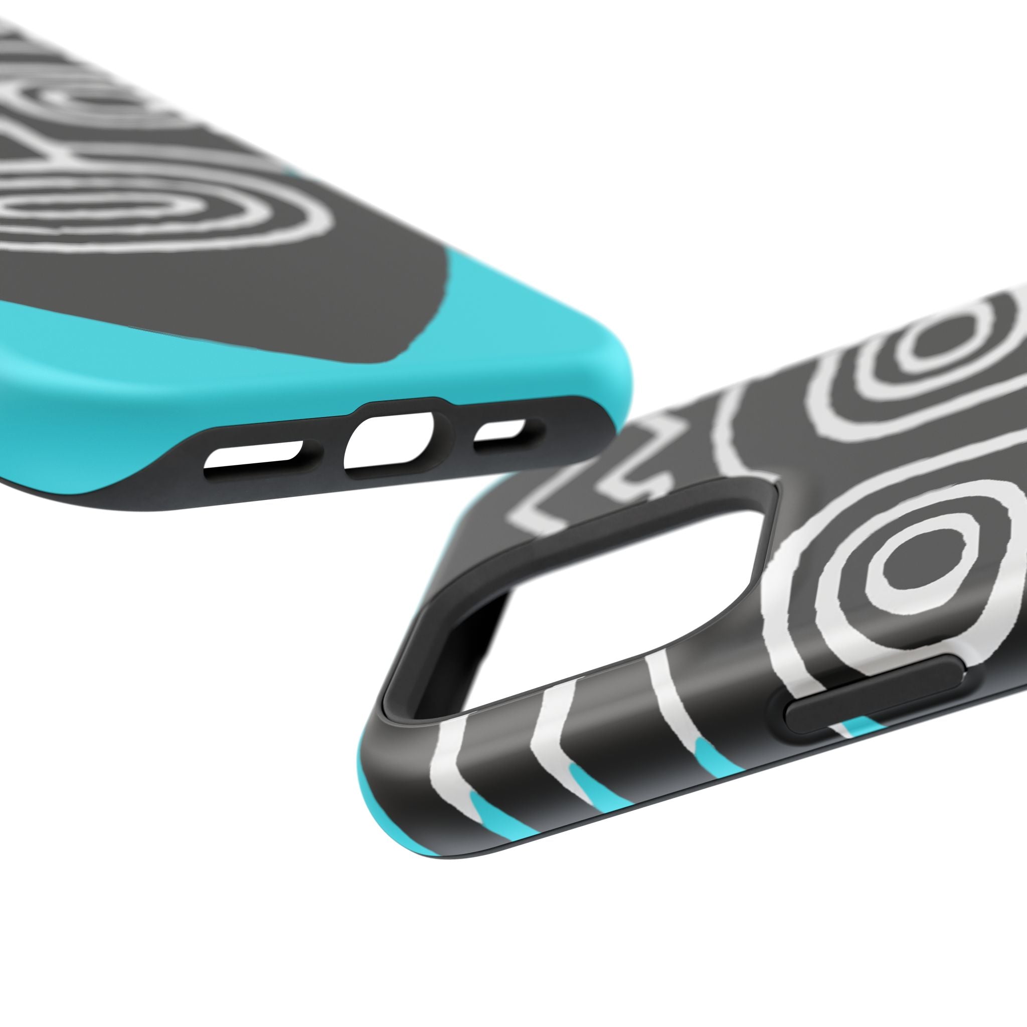 Phone case Impact-Resistant  — Abstract Tribal Mask Design (Black & Teal)