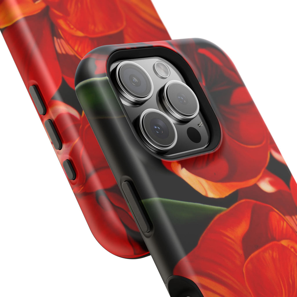 Phone case Lisa Herrera art print Red Amaryllis Floral Impact-Resistant Phone Case