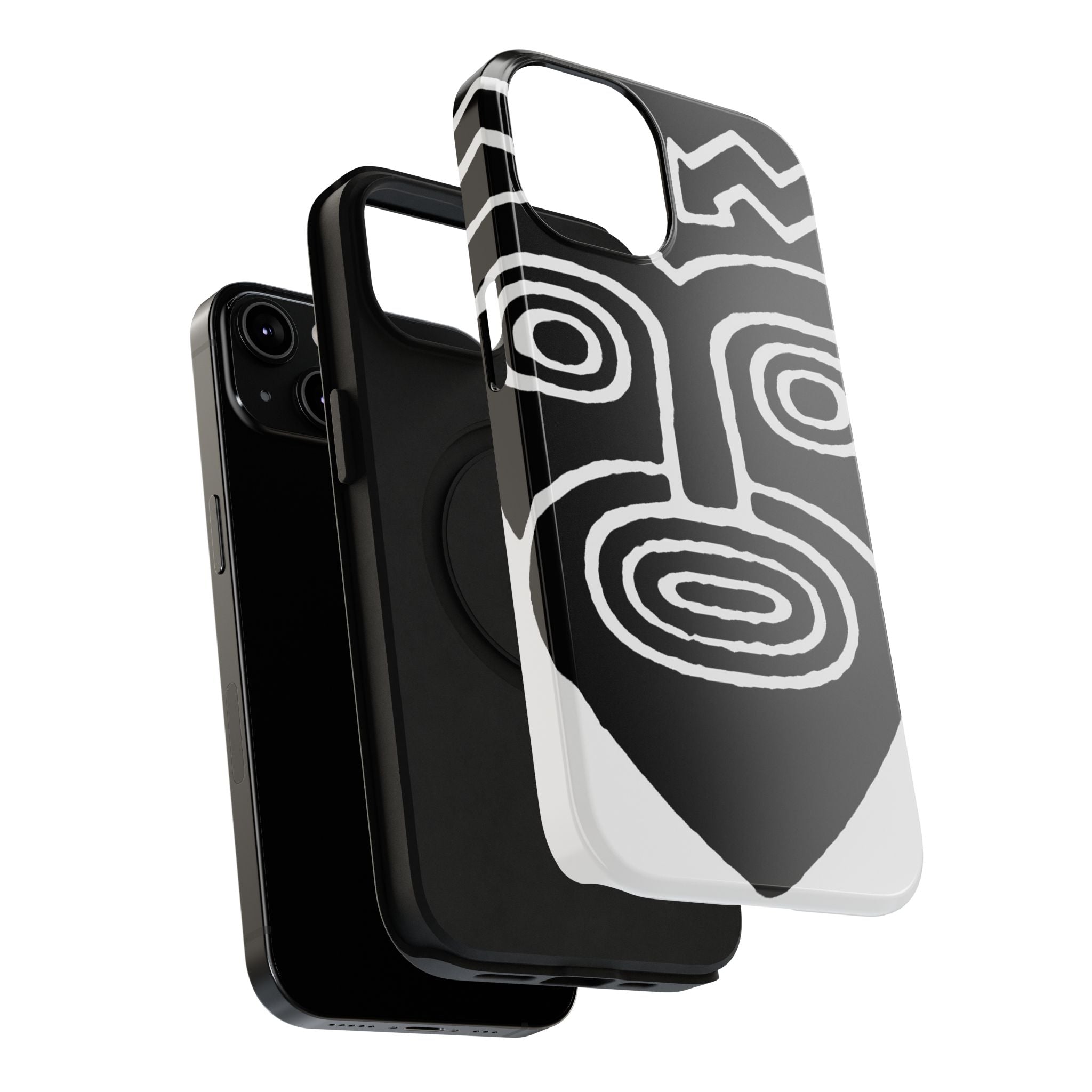 Phone Case — Black & White Tribal Mask Impact-Resistant Case