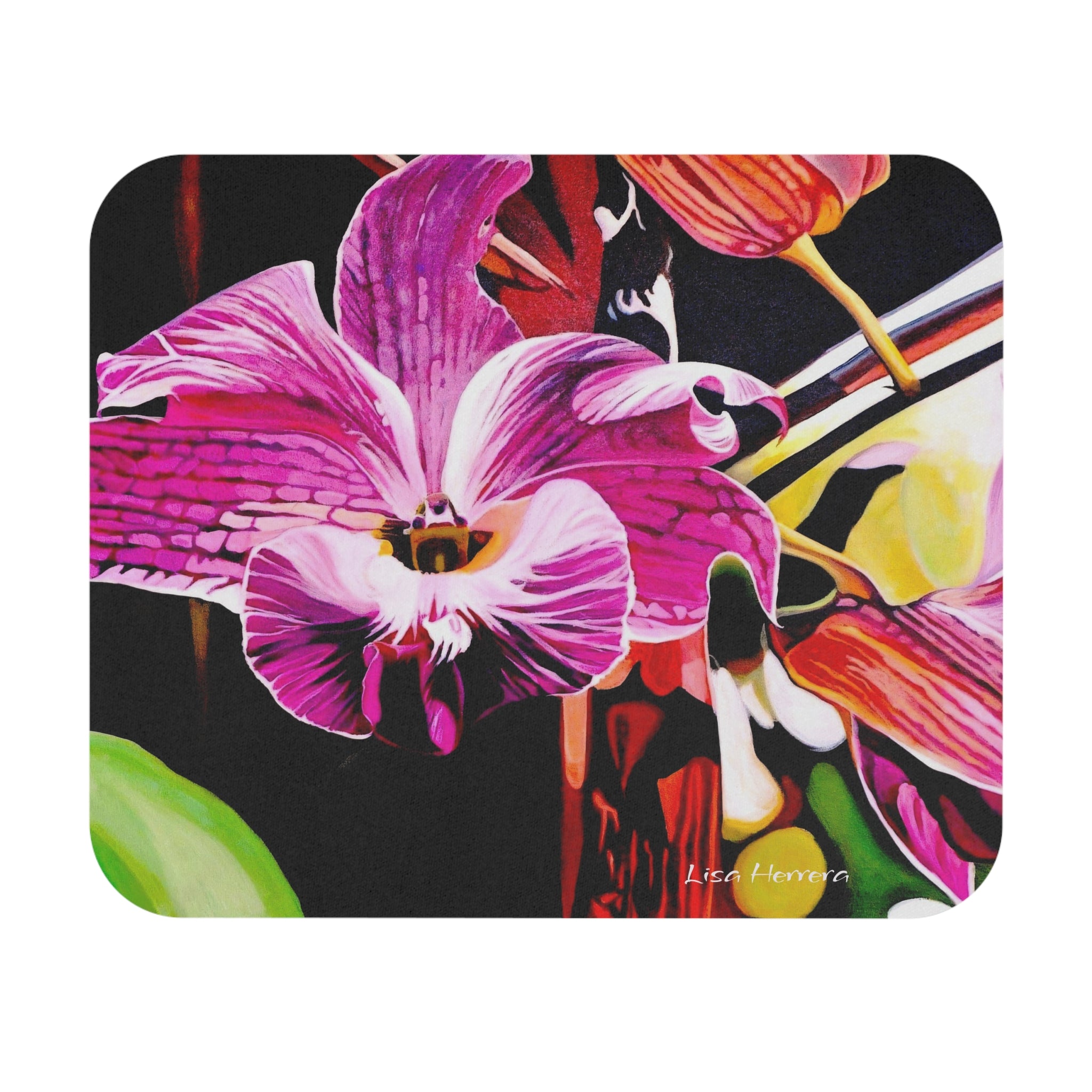 Mouse Pad Purple Orchid Art by Lisa Herrera Rectangle Mouse Pad — Colorful Floral Mouse Pad