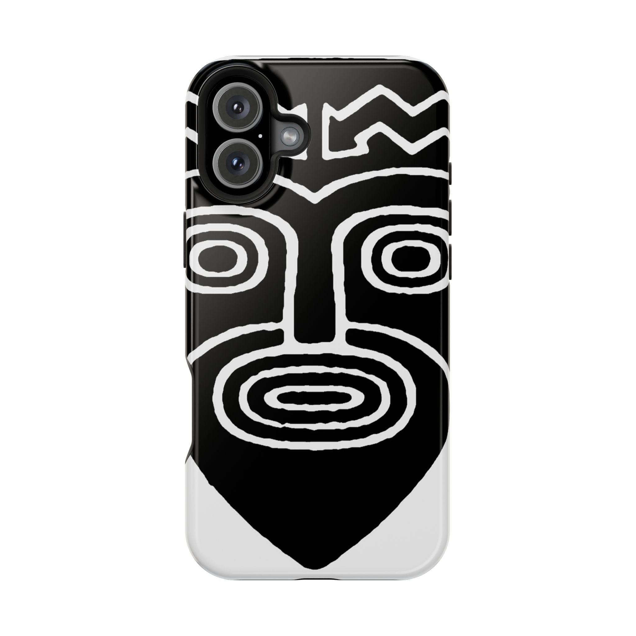 Phone Case — Black & White Tribal Mask Impact-Resistant Case