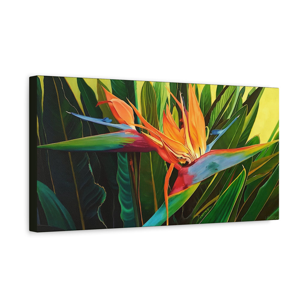 Printed Canvas Lisa Herrera art print Bird of Paradise Stretched Matte - Tropical Bird of Paradise Floral Wall Art