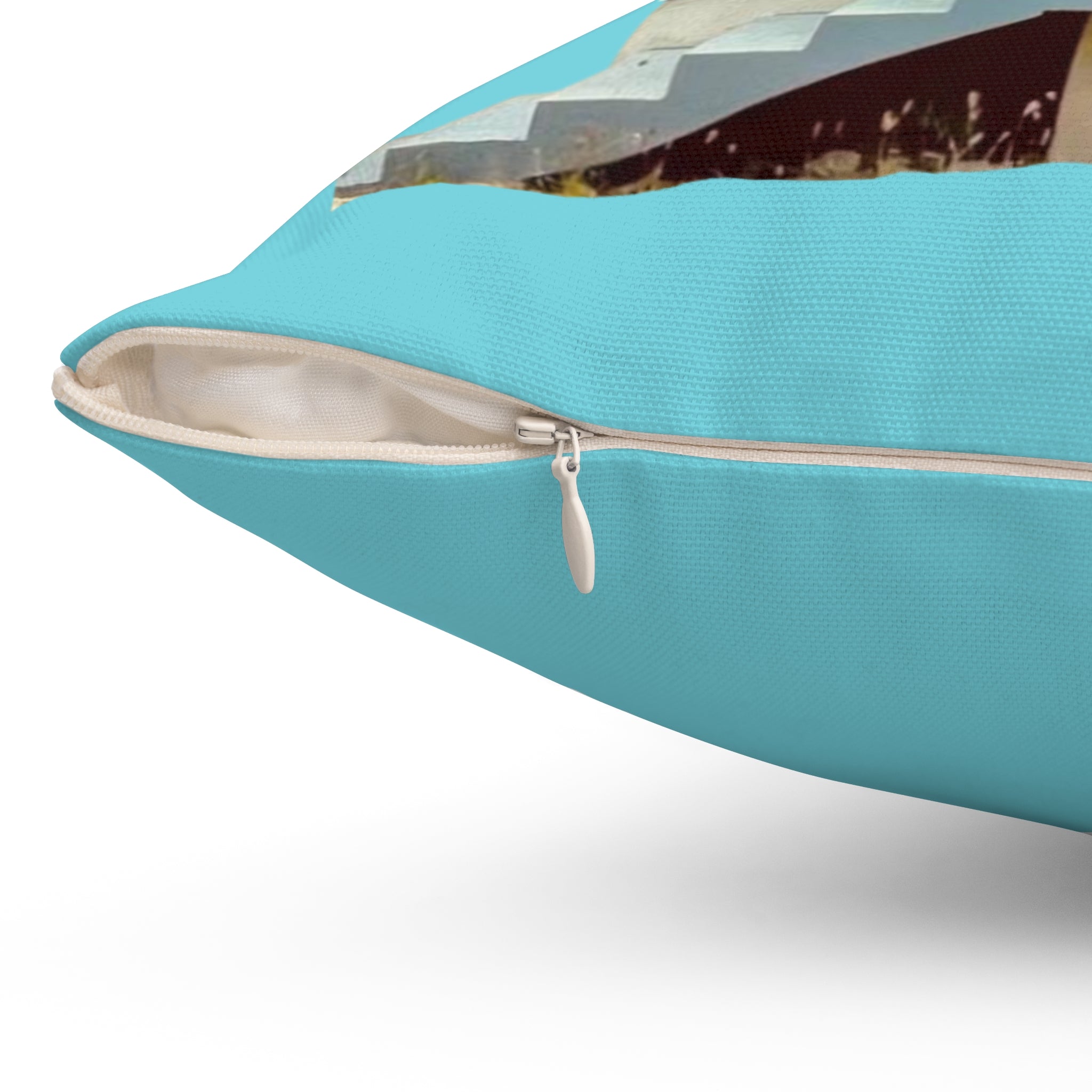 Throw Pillow Chattel House Barbados Turquoise - Tropical Decorative Cushion