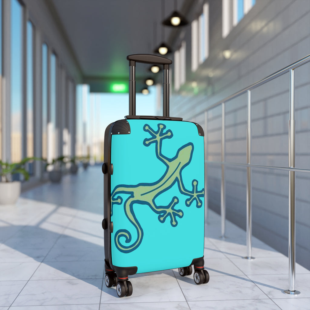 Carry-on Suitcase Native Lizard Lt. Turqoise Blue — Tribal Travel Luggage