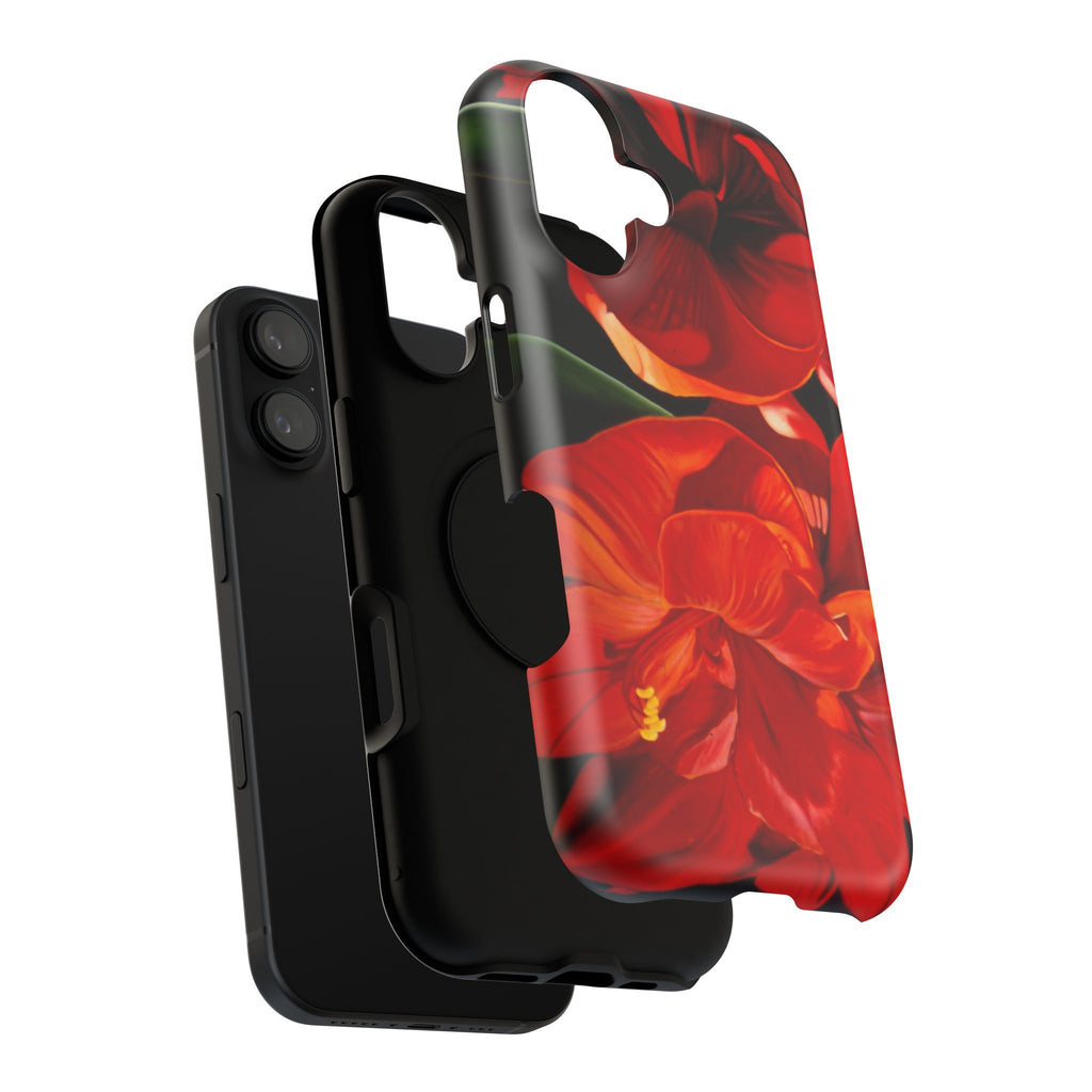 Phone case Lisa Herrera art print Red Amaryllis Floral Impact-Resistant Phone Case