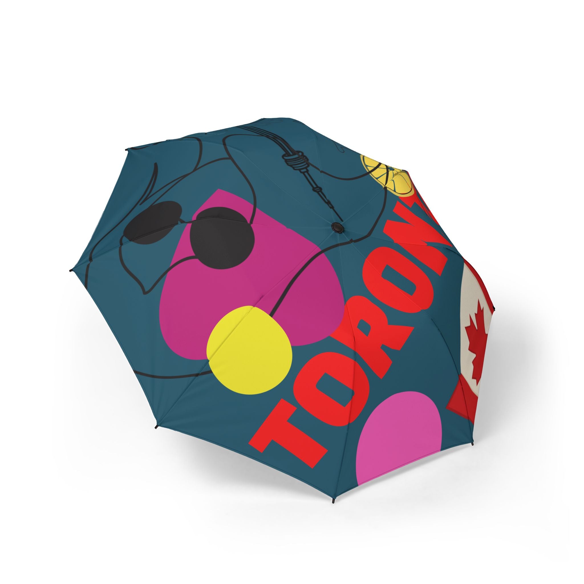 Umbrella Toronto Abstract Art Foldable  – Colorful Semi-Automatic Rain Shield