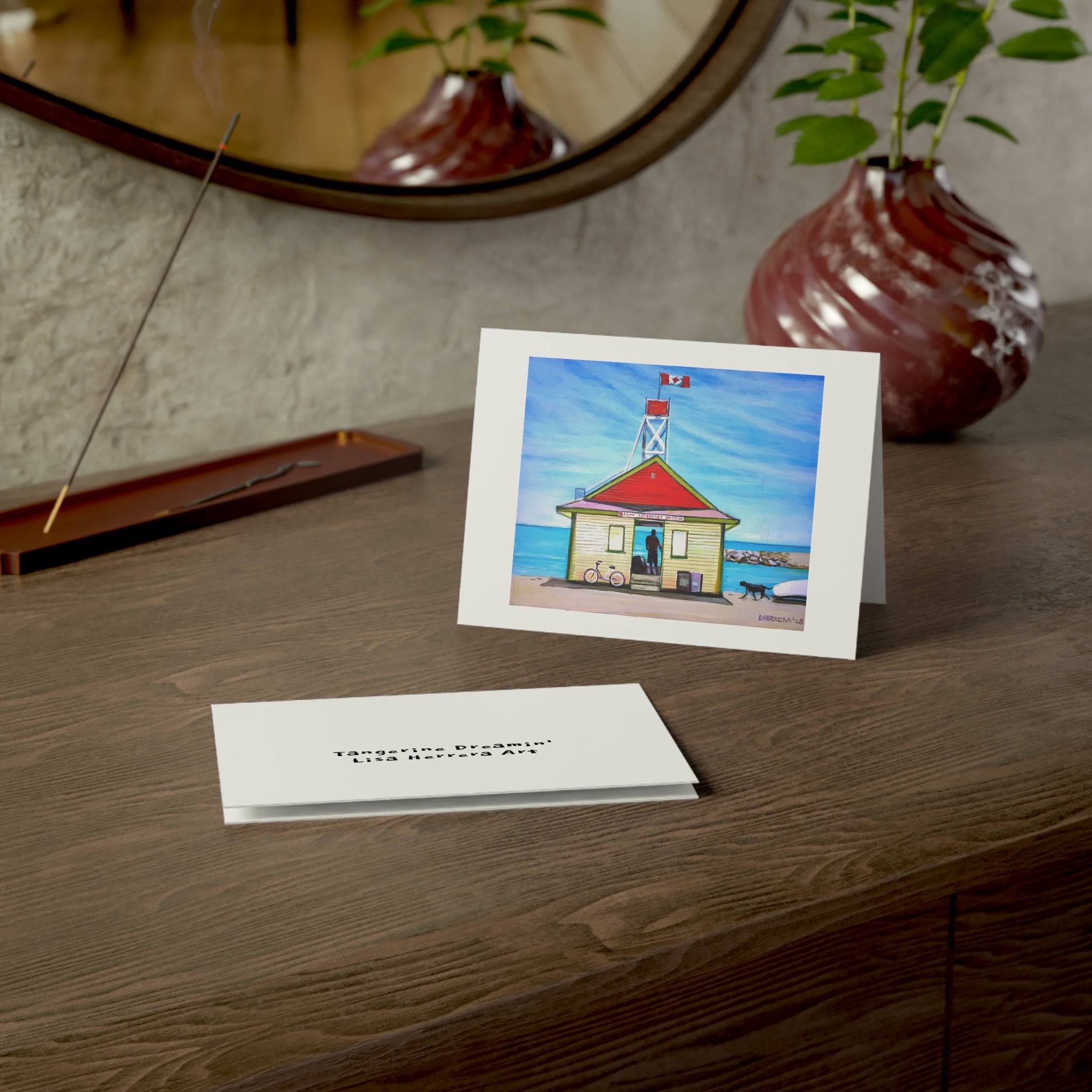 Greeting Card Leuty Stn the Beaches Toronto Painting by Lisa Herrera - Art Note Cards (Set of 1/10/30/50)