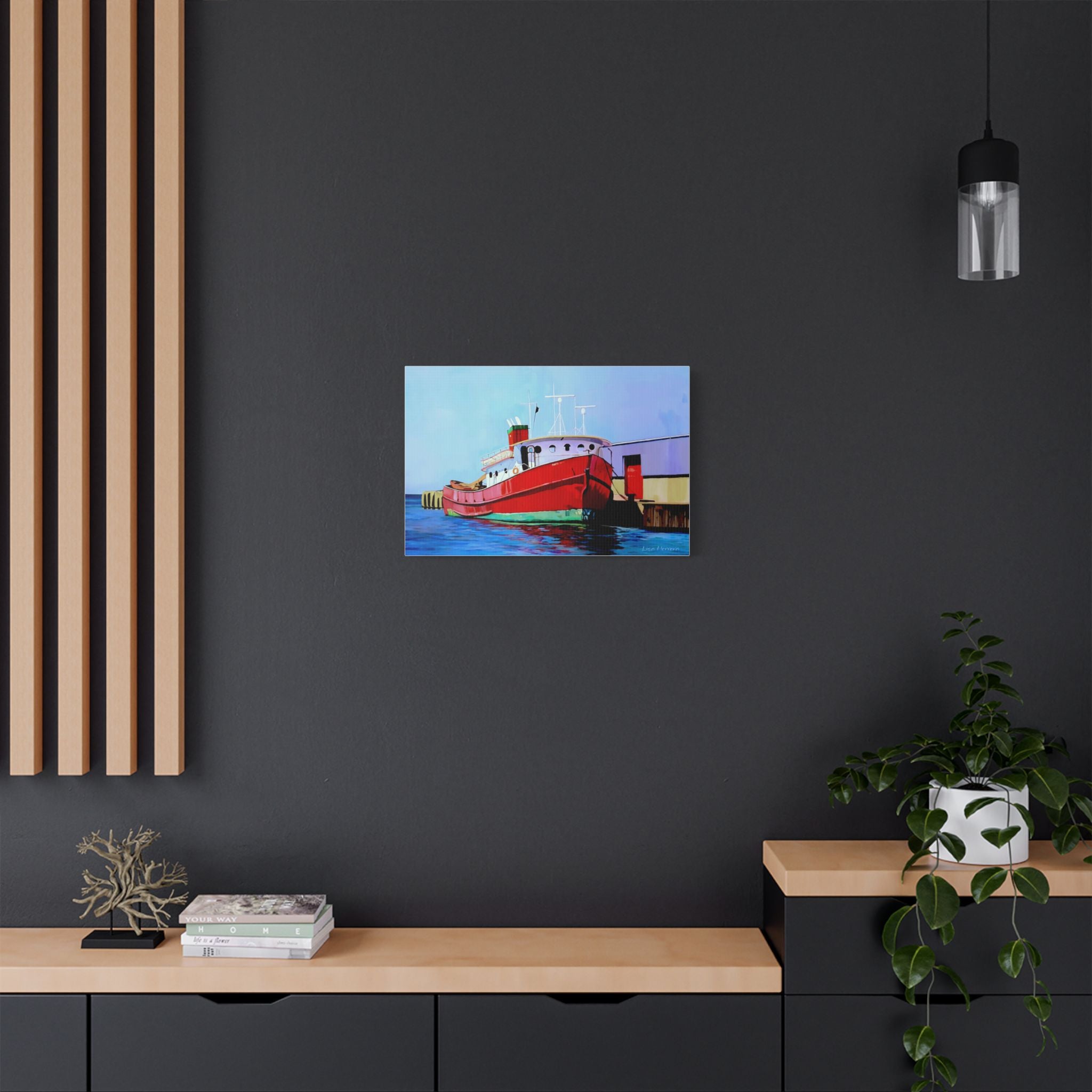 Canvas Print Lisa Herrera Art Red Tugboat Canvas Print — Stretched Satin Wall Art