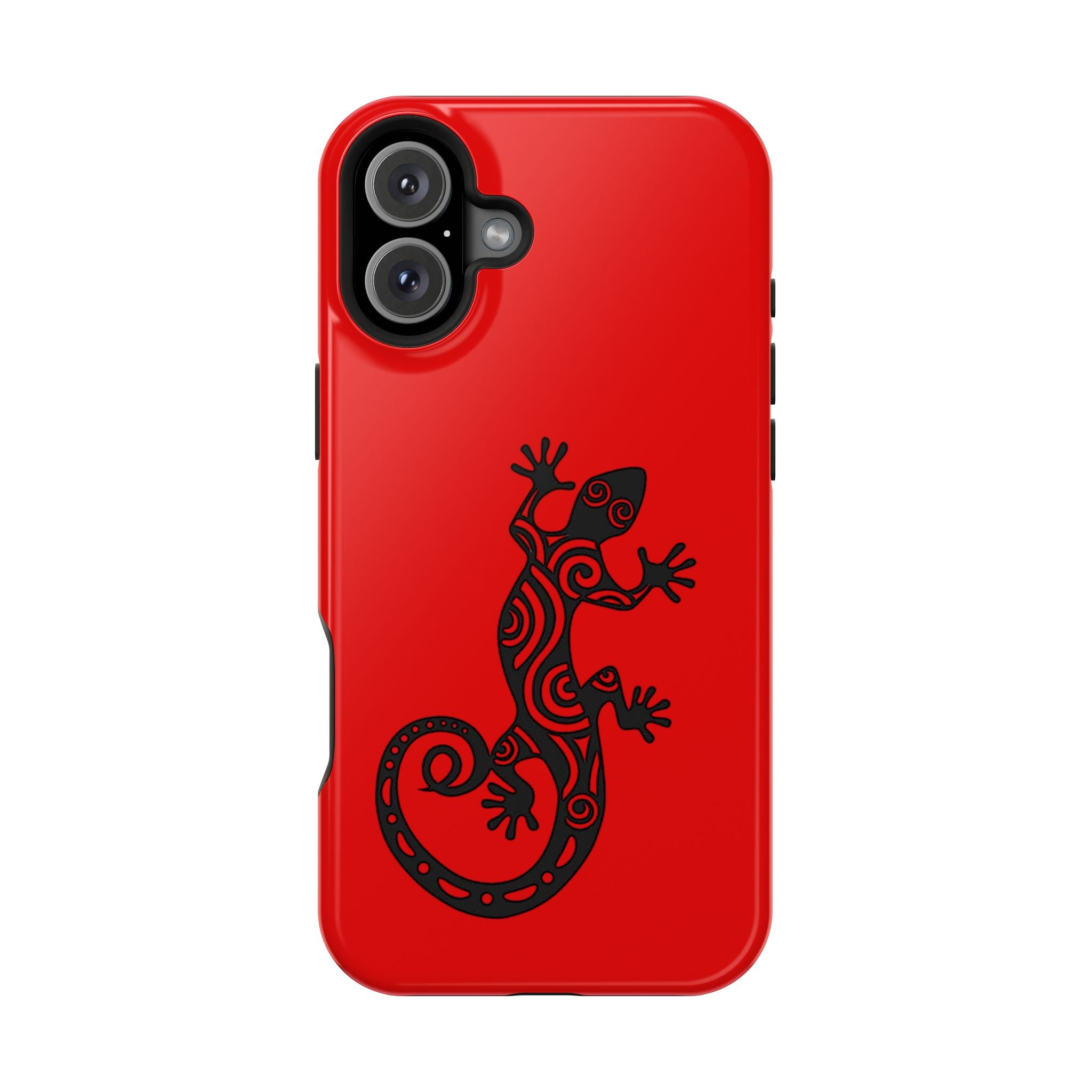 Phone Case Red Impact with Tribal Gecko Design — Shockproof Protective Cover