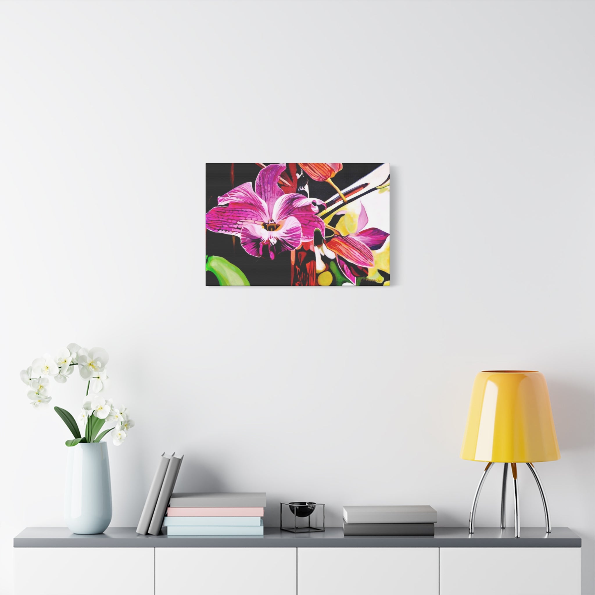 Canvas Print of Purple Orchid — Pink Botanical Wall Art, Matte Stretched Canvas