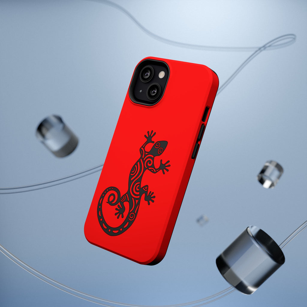 Phone Case Red Impact with Tribal Gecko Design — Shockproof Protective Cover