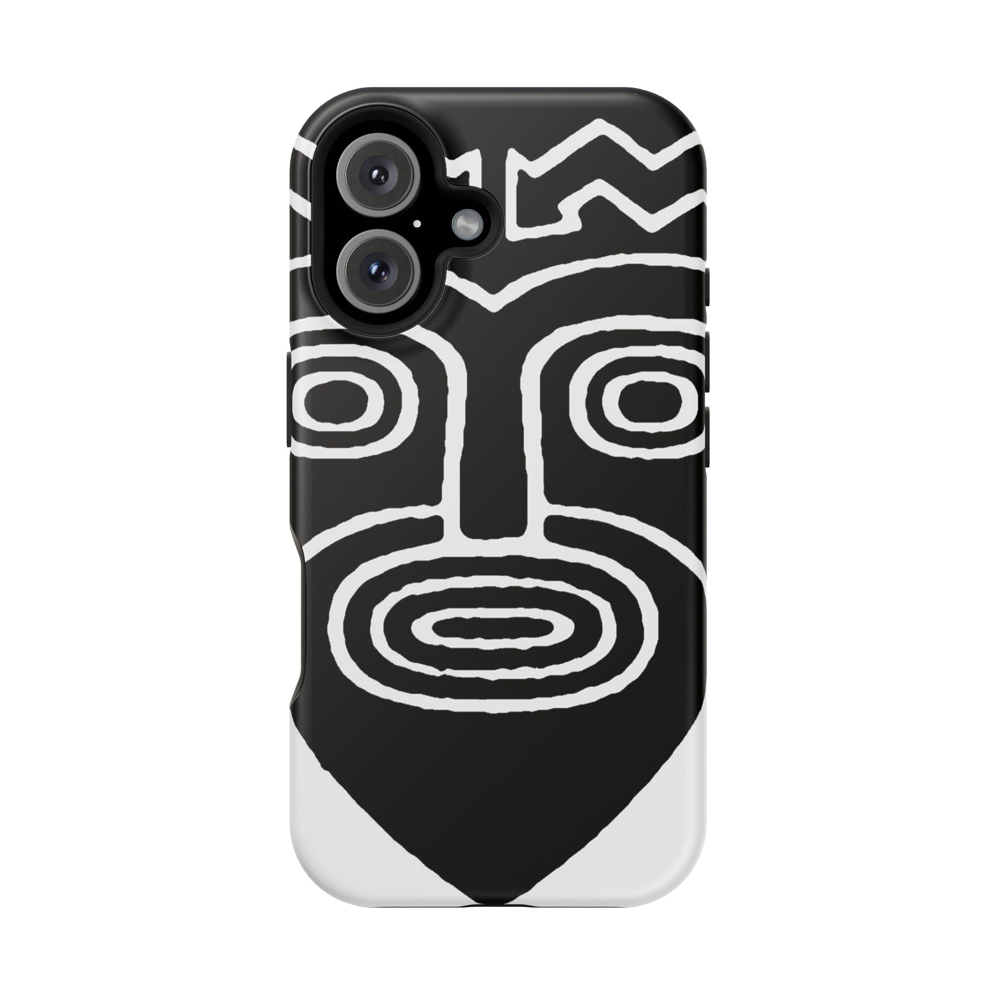 Phone Case — Black & White Tribal Mask Impact-Resistant Case