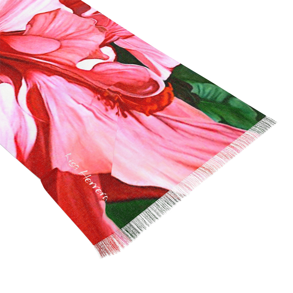 Tropical Hibiscus Light Scarf - Pink Floral Beach Wrap