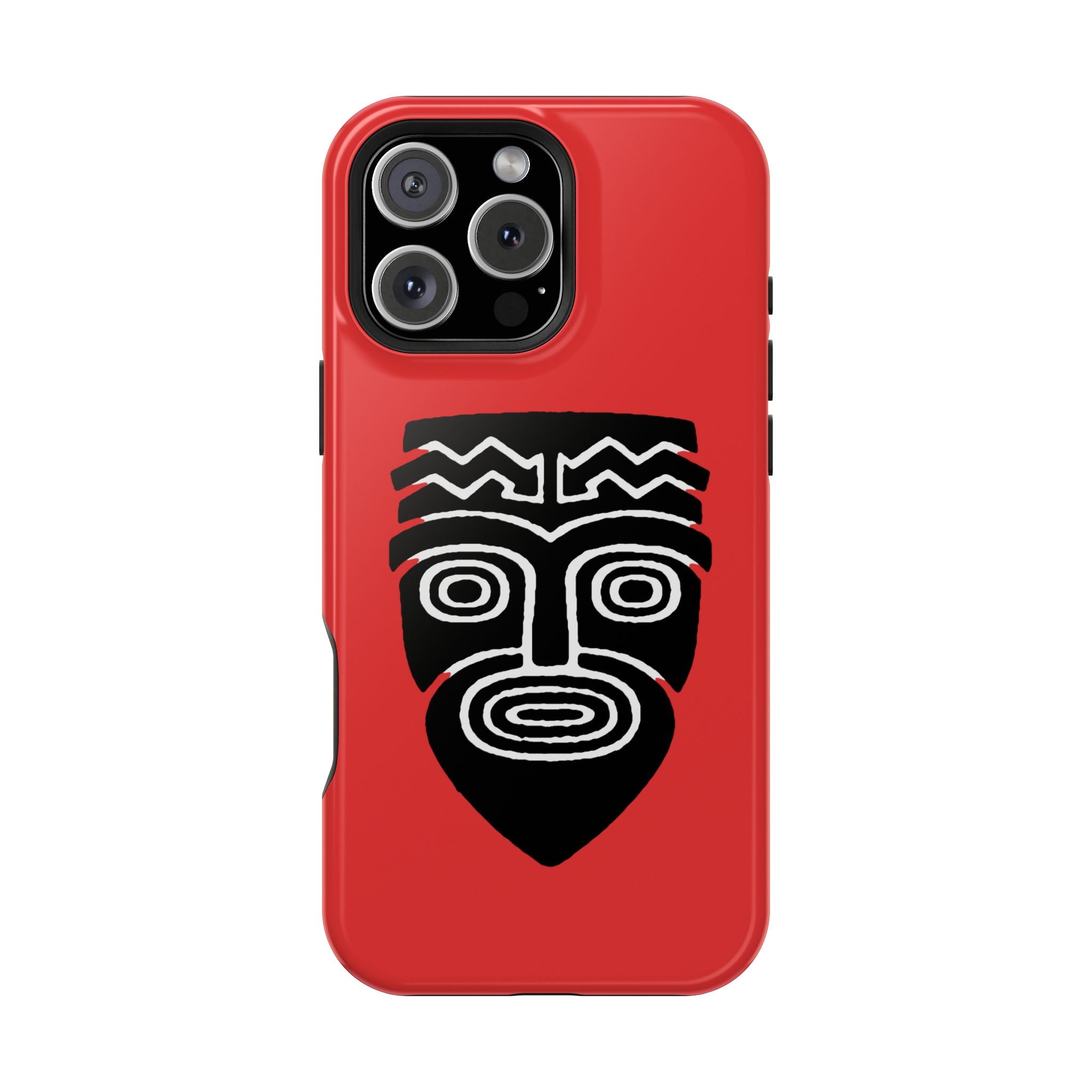 Phone Case Tiki Mask Impact-Resistant Phone Case — Bold Red Protective Cover