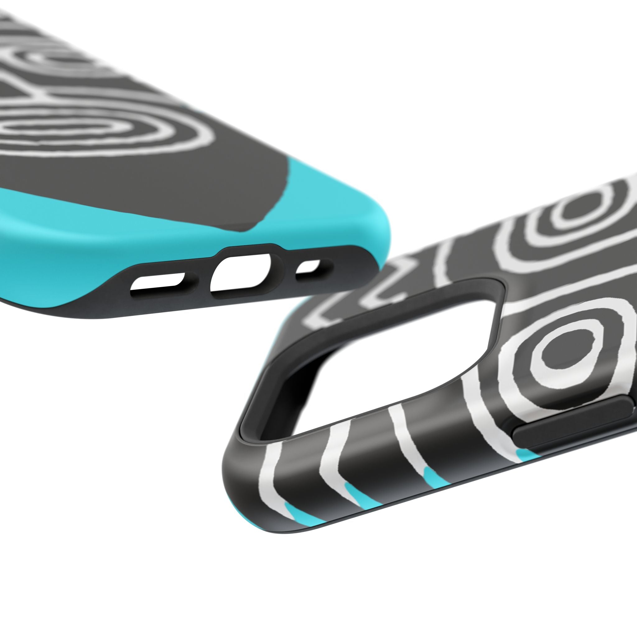 Phone case Impact-Resistant  — Abstract Tribal Mask Design (Black & Teal)