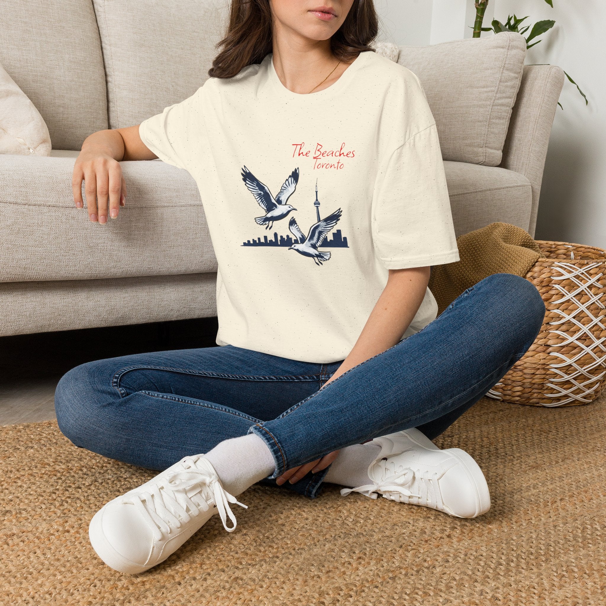 T-Shirt — The Beaches Toronto with Seagulls and cn tower