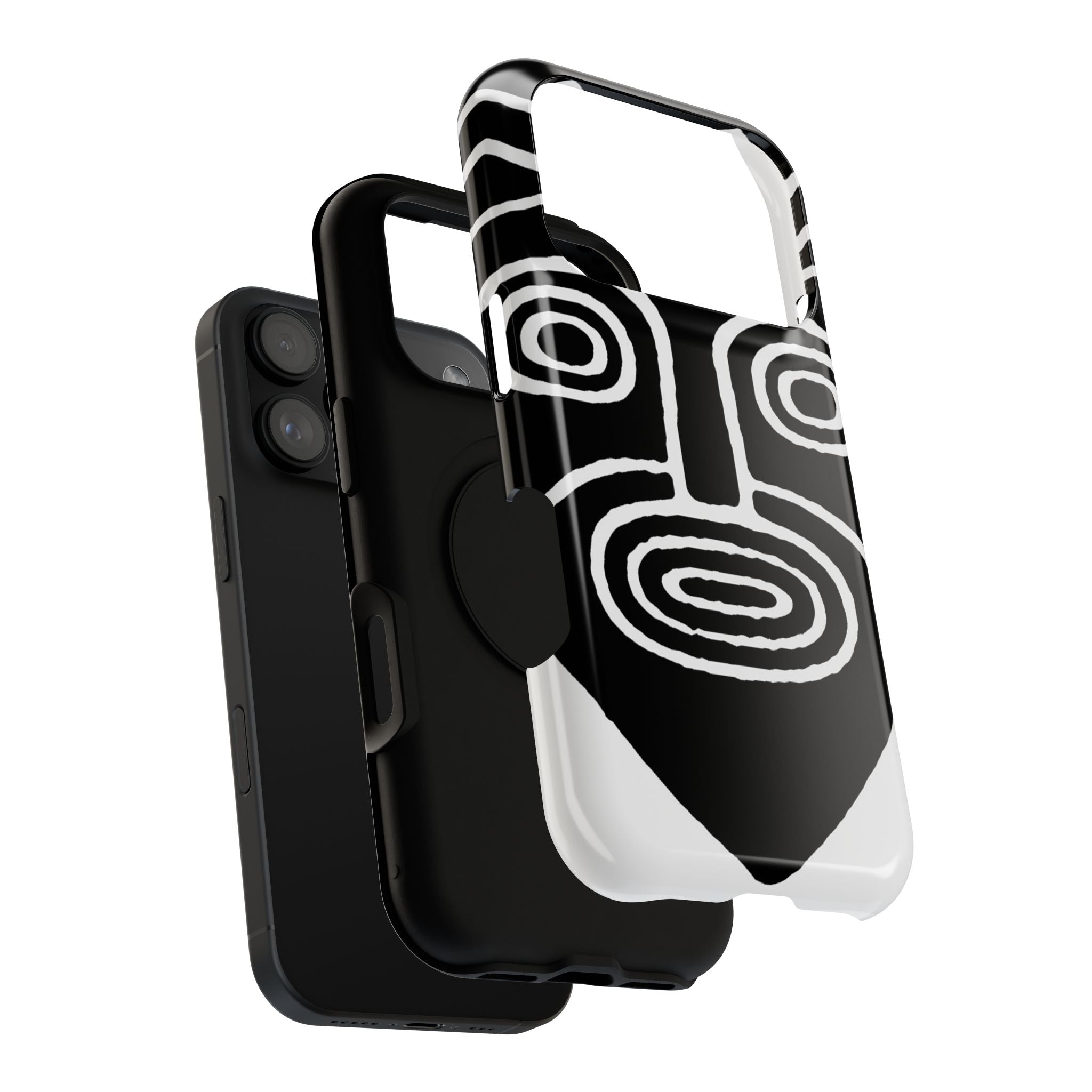 Phone Case — Black & White Tribal Mask Impact-Resistant Case