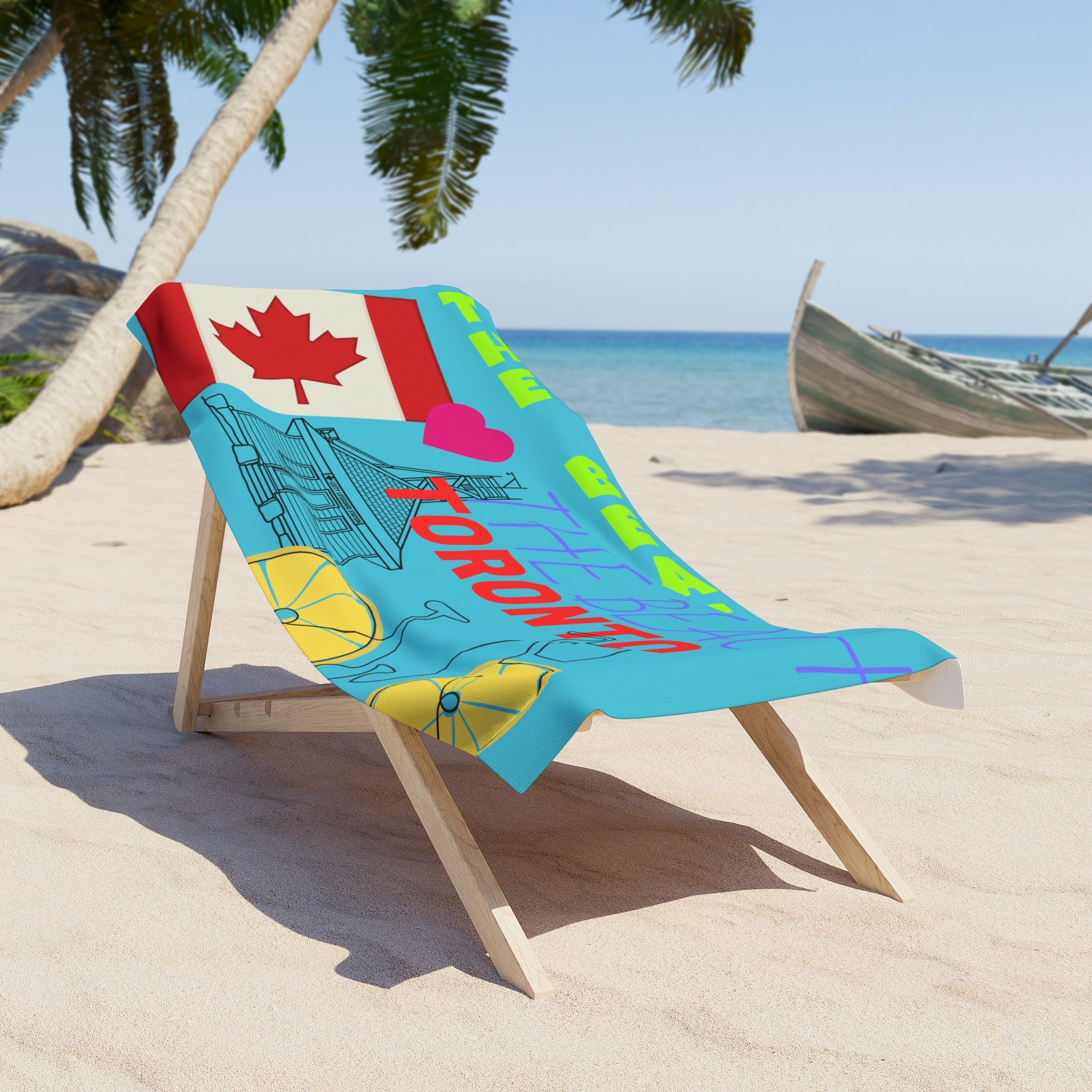 Beach Towel Toronto The Beaches Towel – The Beach Toronto Design with Canadian Flag & Bike
