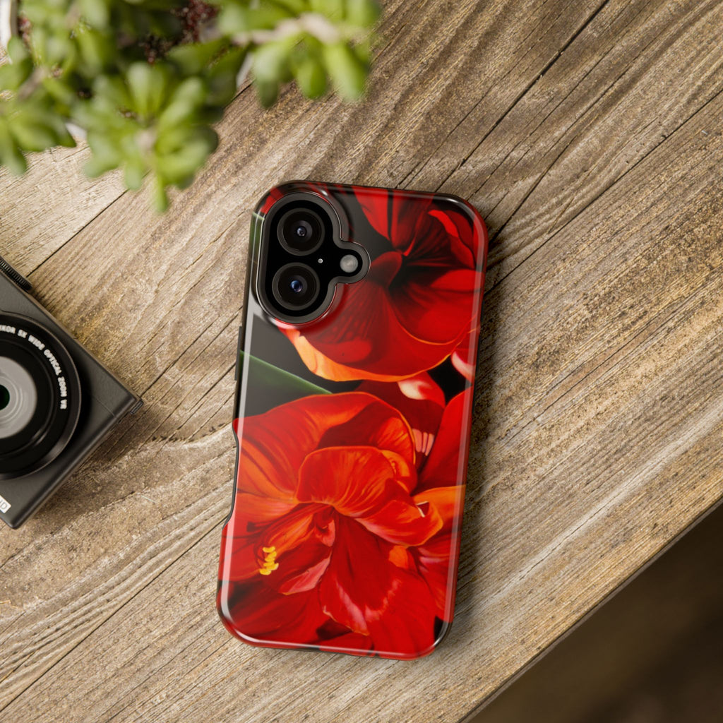 Phone case Lisa Herrera art print Red Amaryllis Floral Impact-Resistant Phone Case