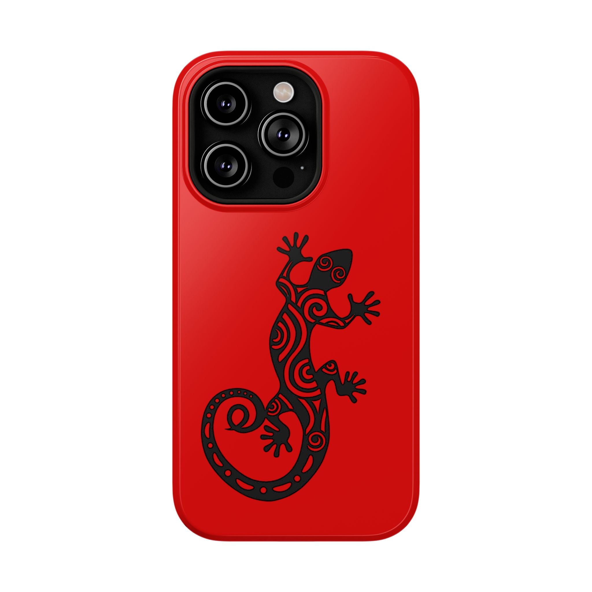 Phone Case Red Impact with Tribal Gecko Design — Shockproof Protective Cover