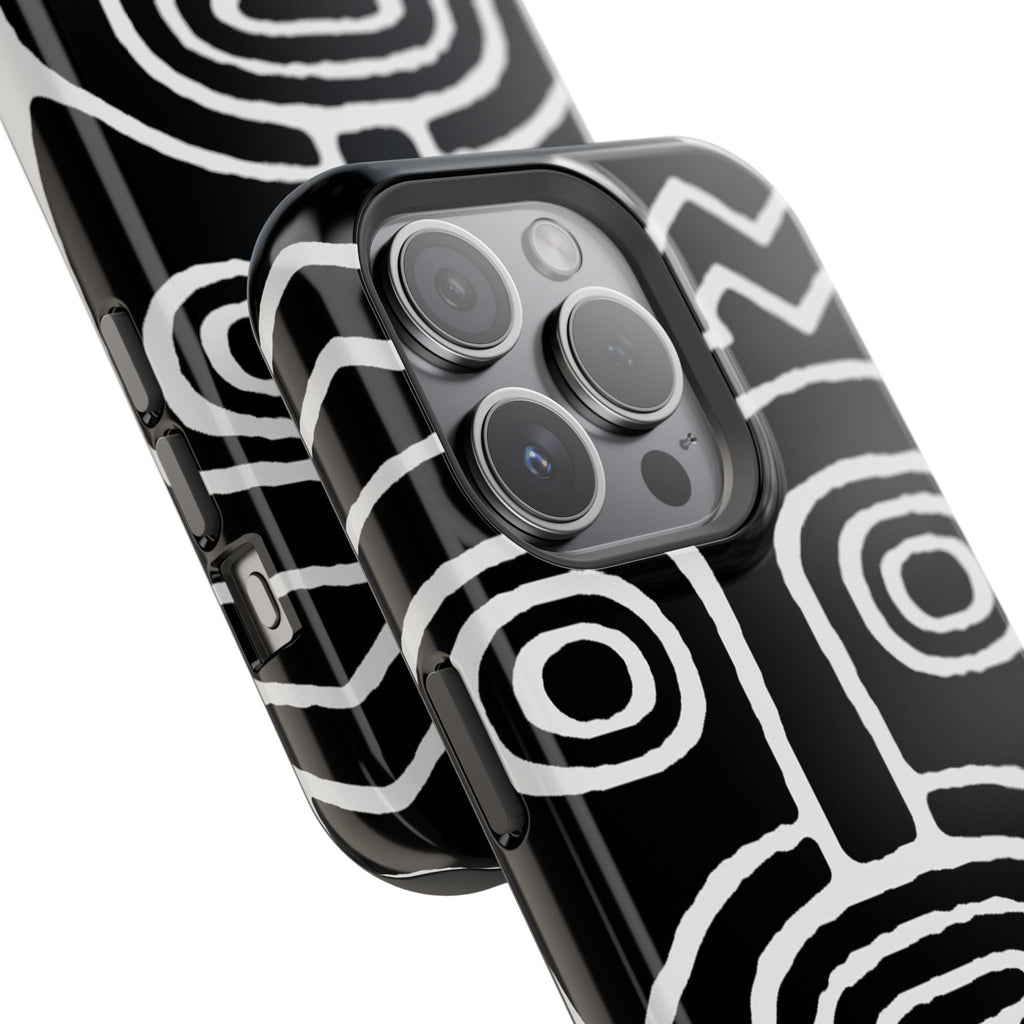 Phone Case — Black & White Tribal Mask Impact-Resistant Case