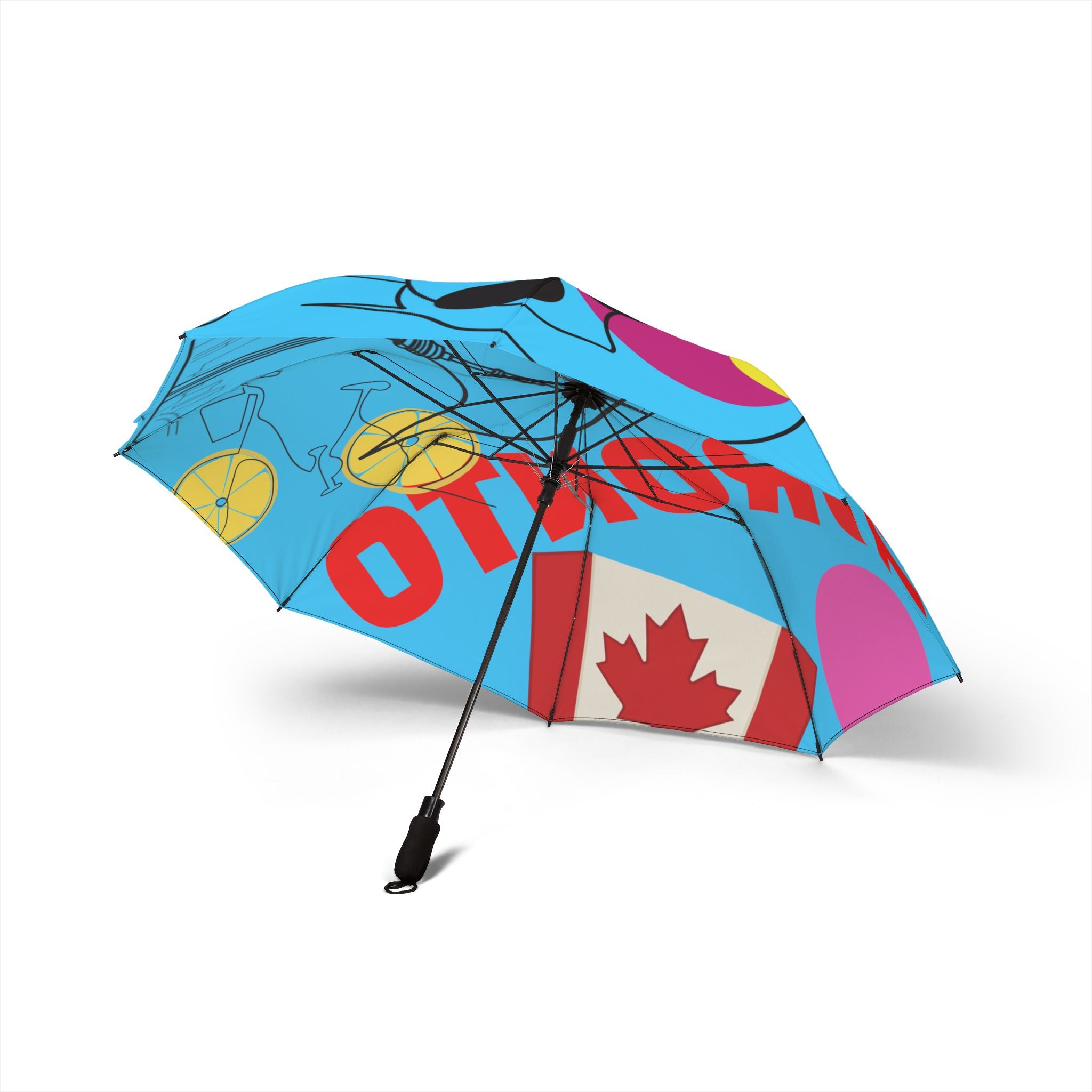 Umbrella Toronto Abstract Art Foldable  – Colorful Semi-Automatic Rain Shield