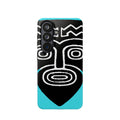 Phone case Impact-Resistant  — Abstract Tribal Mask Design (Black & Teal)