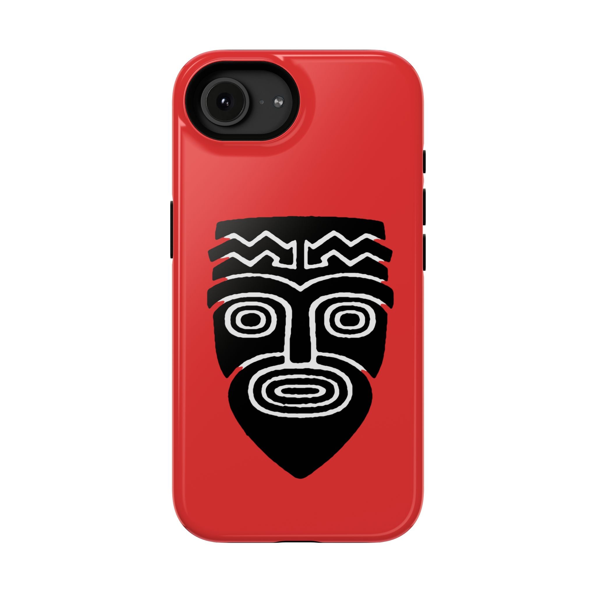 Phone Case Tiki Mask Impact-Resistant Phone Case — Bold Red Protective Cover