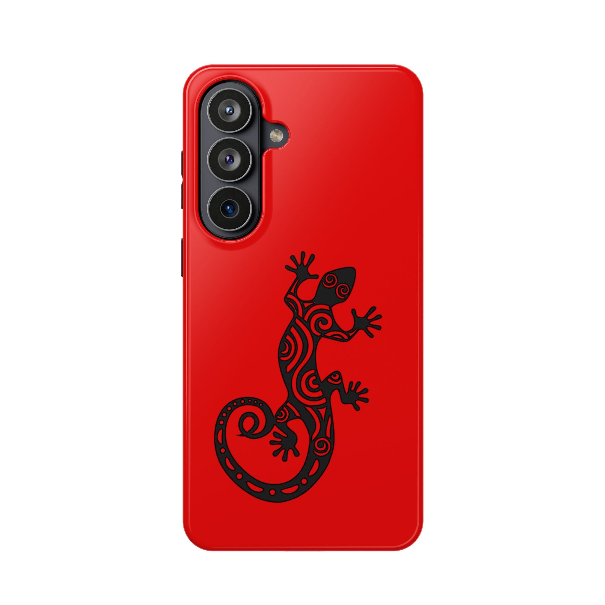 Phone Case Red Impact with Tribal Gecko Design — Shockproof Protective Cover