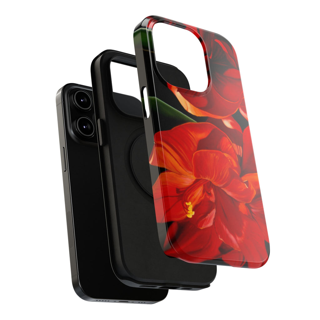 Phone case Lisa Herrera art print Red Amaryllis Floral Impact-Resistant Phone Case
