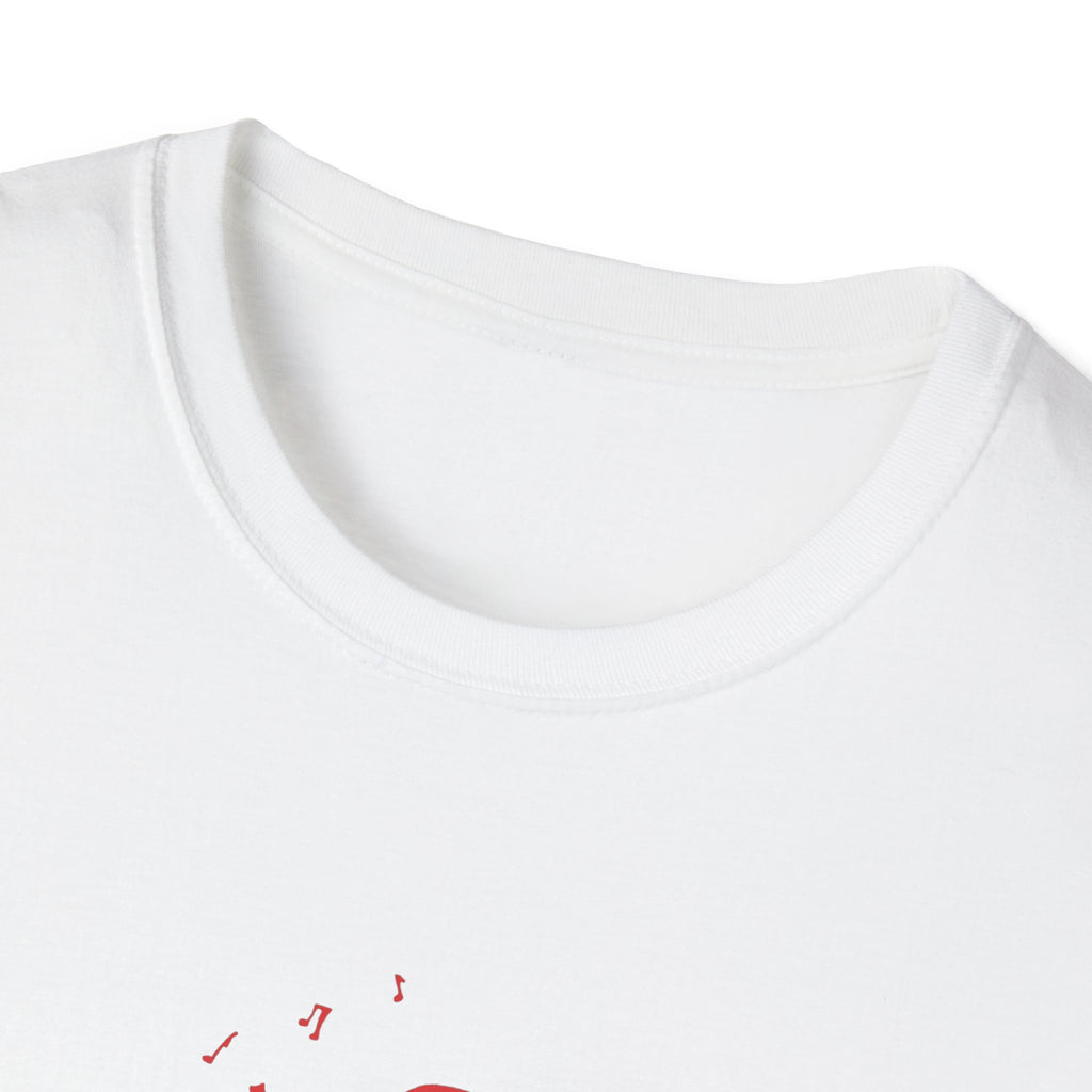 T-Shirt with red lined big drum drummer — Red Line Native Drummer Illustration