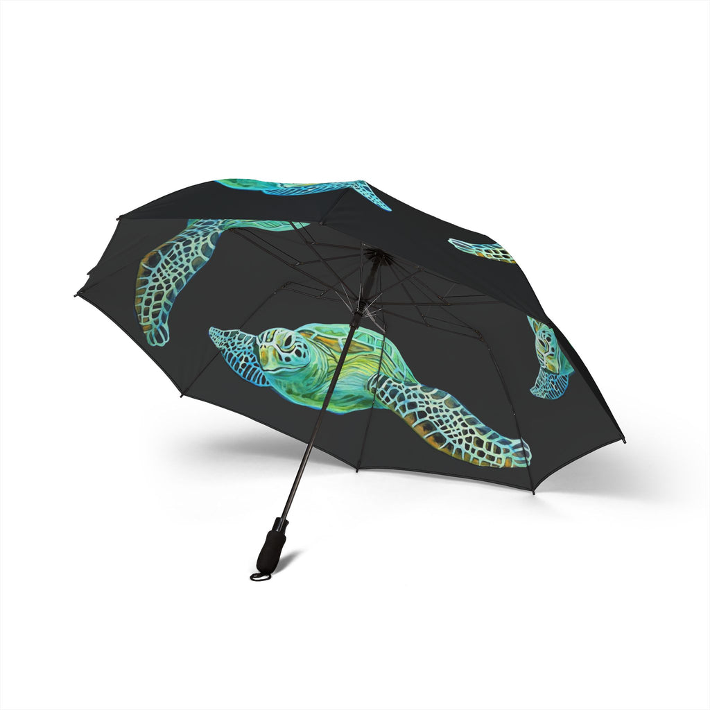 Umbrella Lisa Herrera art print Sea Turtle Foldable  — Compact Semi-Automatic Rain Parasol