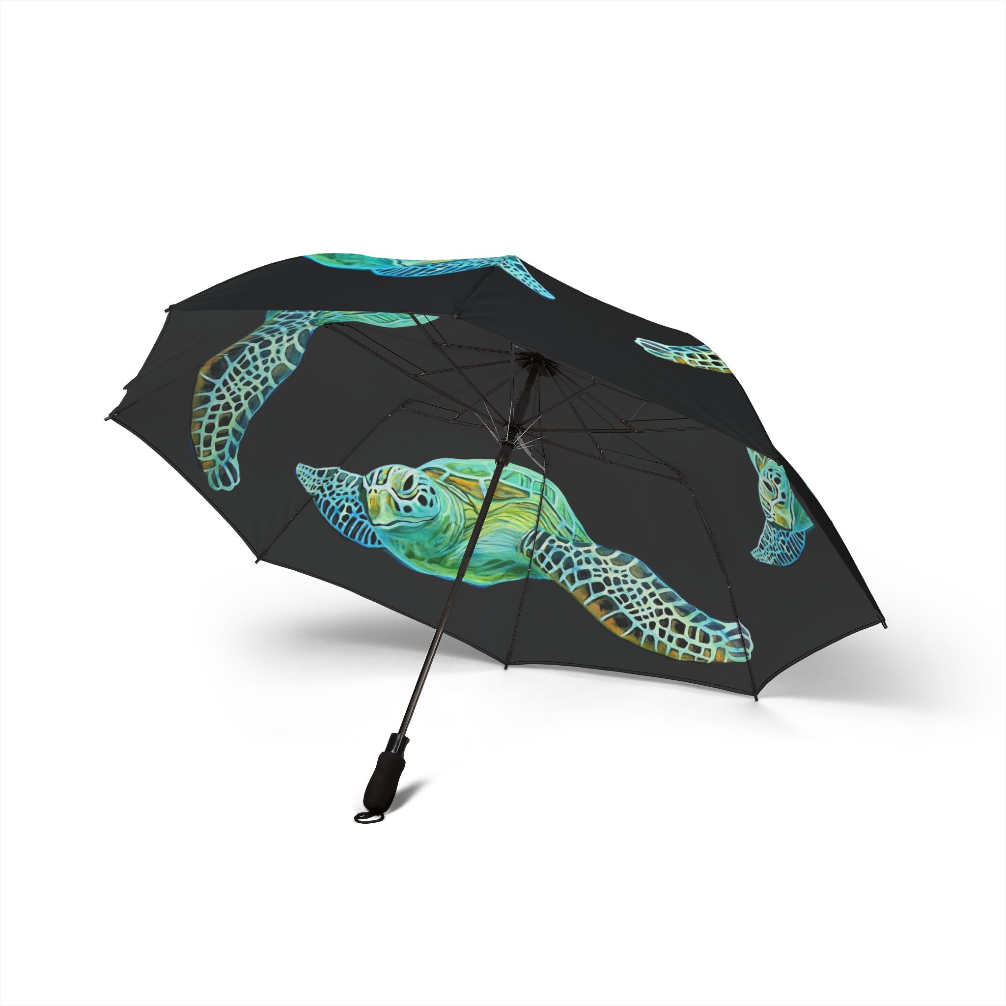 Umbrella Lisa Herrera art print Sea Turtle Foldable  — Compact Semi-Automatic Rain Parasol