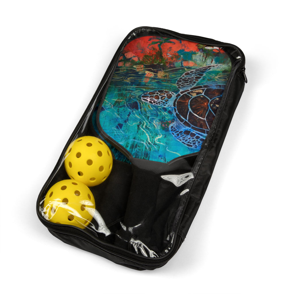 Pickleball Paddle Set — Sea Turtle Graphic Pickleball Kit with 2 Paddles & Balls