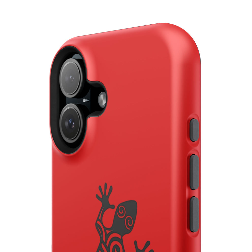 Phone Case Red Impact with Tribal Gecko Design — Shockproof Protective Cover