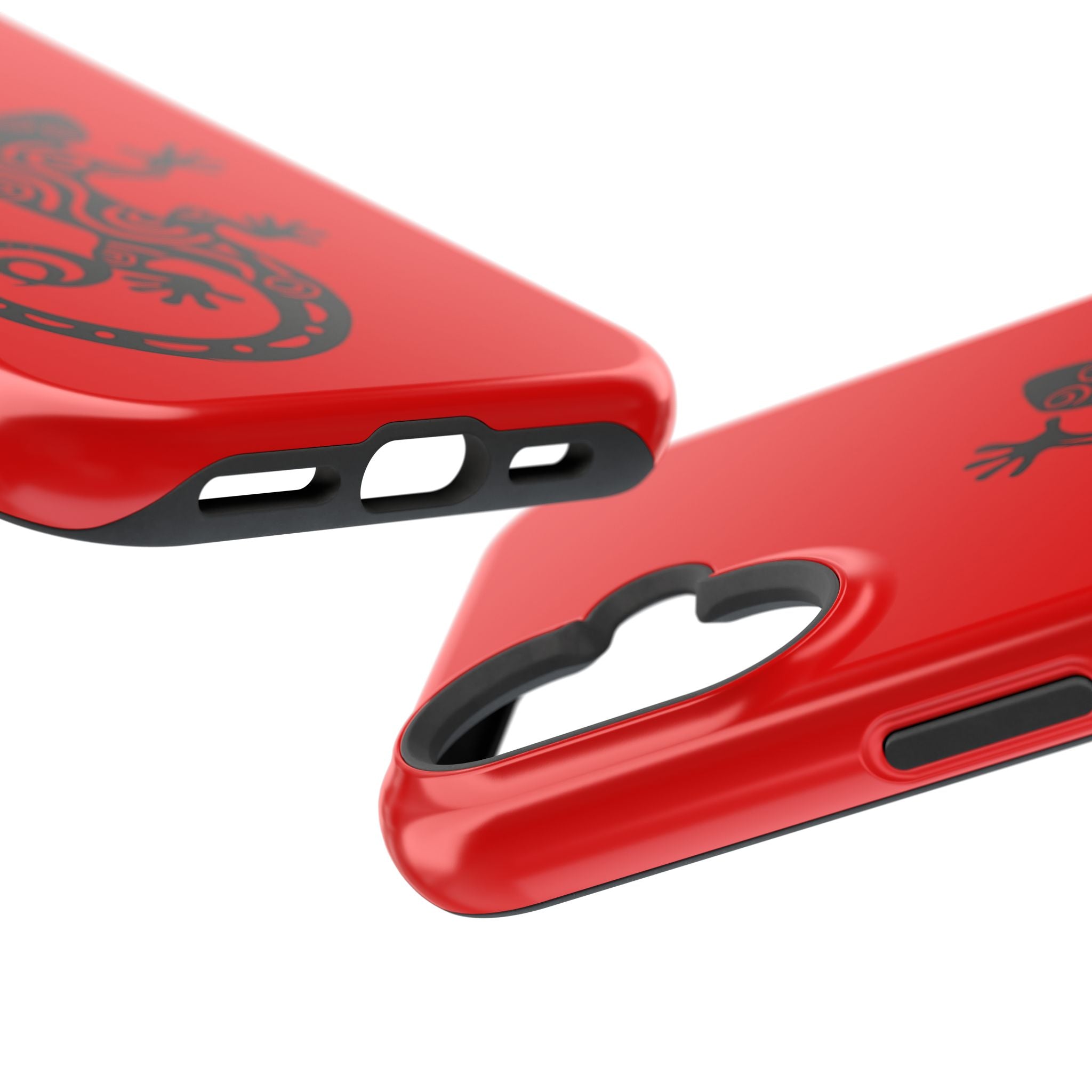 Phone Case Red Impact with Tribal Gecko Design — Shockproof Protective Cover