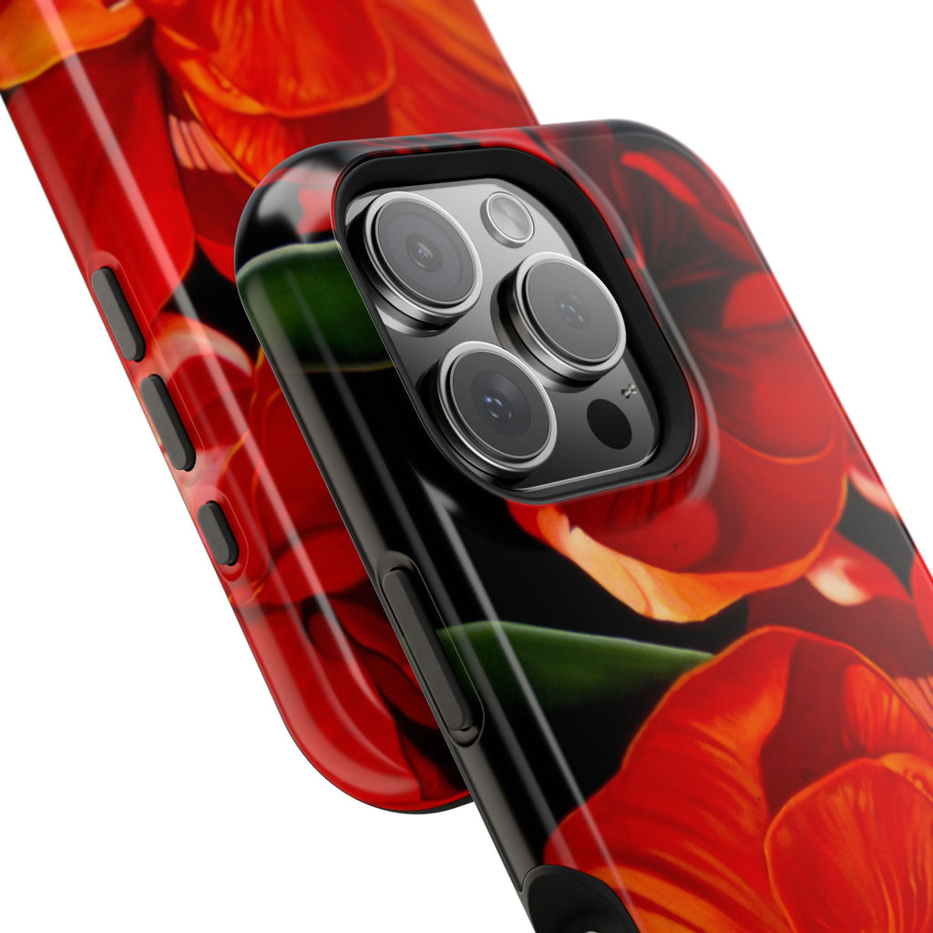 Phone case Lisa Herrera art print Red Amaryllis Floral Impact-Resistant Phone Case