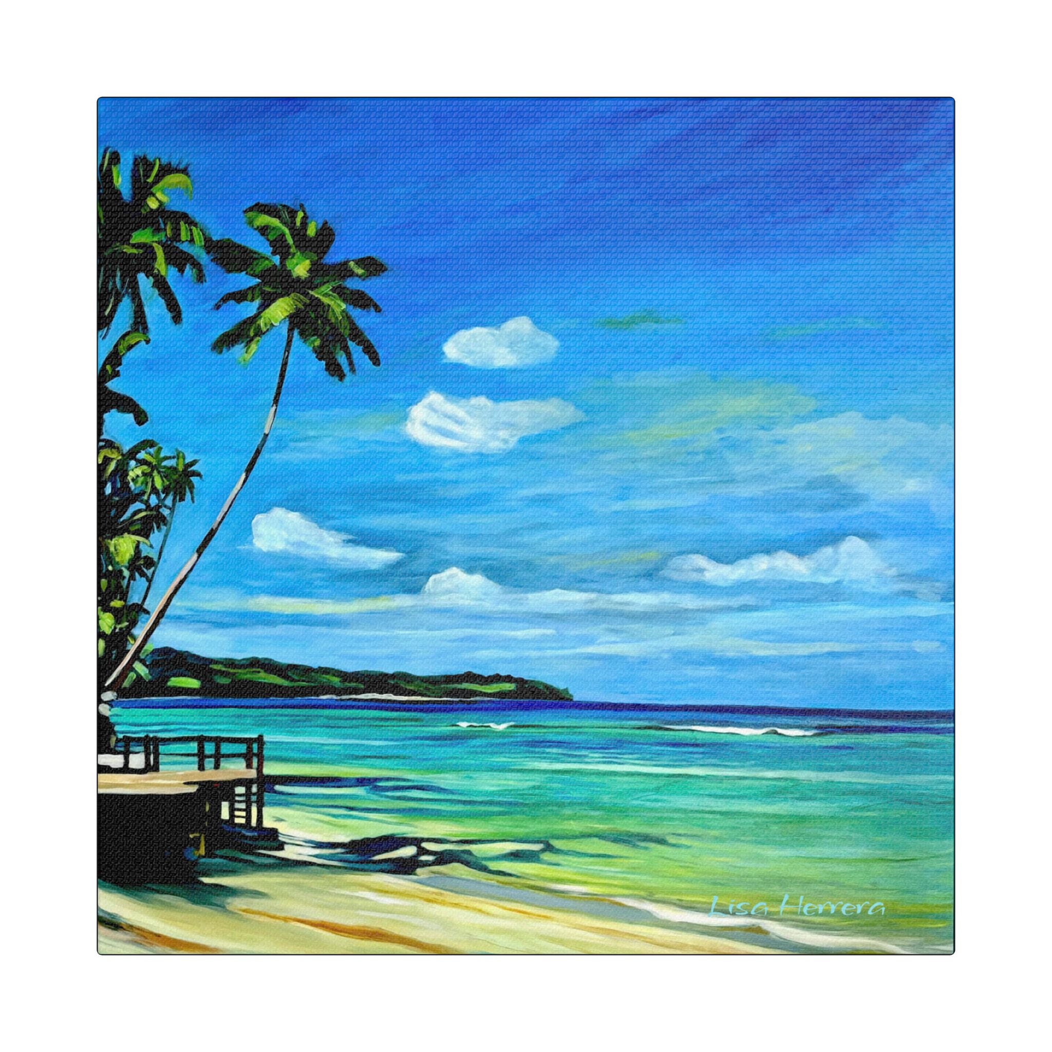 Canvas Print Lisa Herrera art Tropical Beach Canvas Print — Palm Trees Seaside Stretched Wall Art
