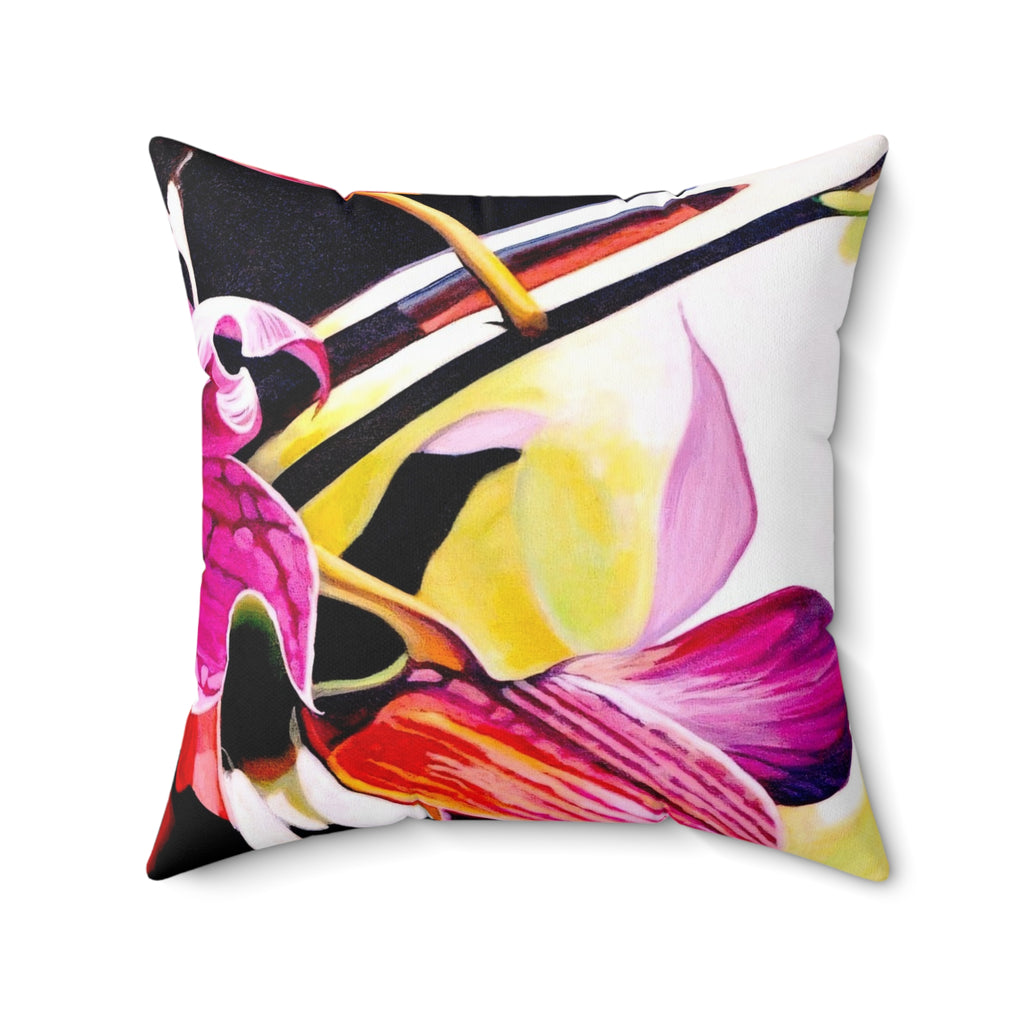 Throw Pillow Lisa Herrera Art Print Purple Orchid Bloom Pillow — Vibrant Pink Floral Decorative Throw Pillow