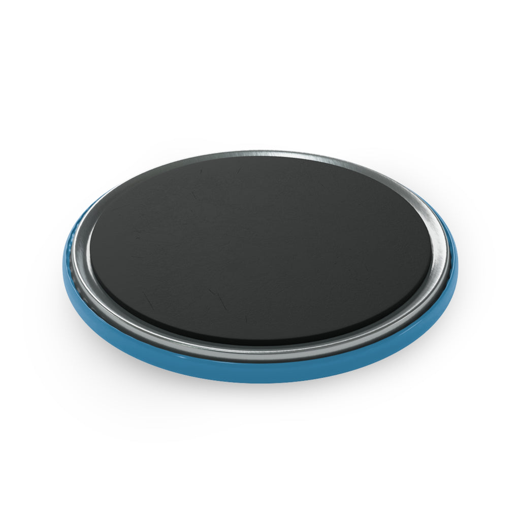 Round Magnet Red Drummer Blue — Red Line Art Button Magnet