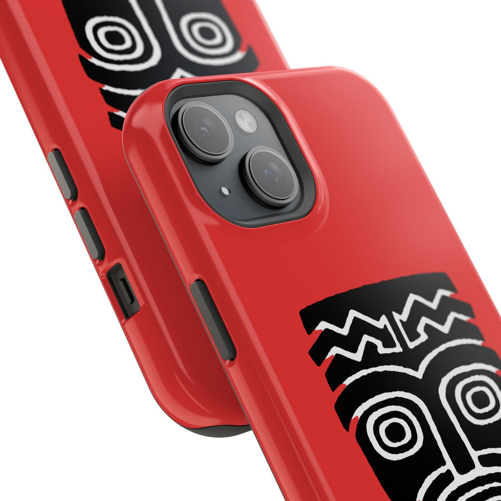 Phone Case Tiki Mask Impact-Resistant Phone Case — Bold Red Protective Cover