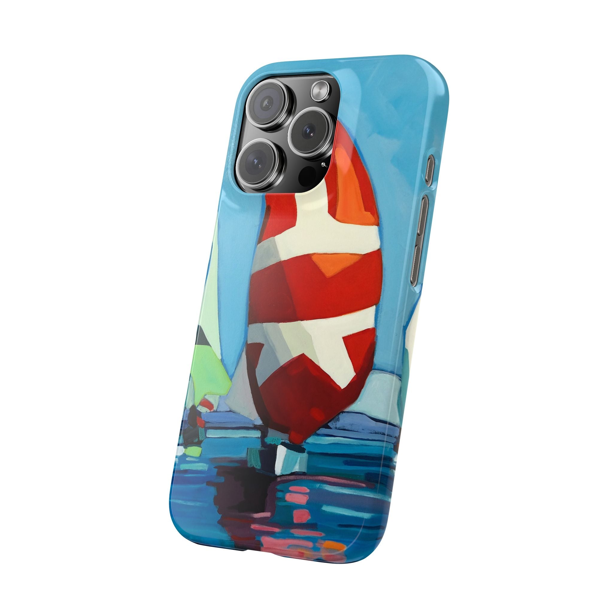 phone case lisa herrera art Sailboat Reflection Slim Case — Colorful Nautical Phone Case